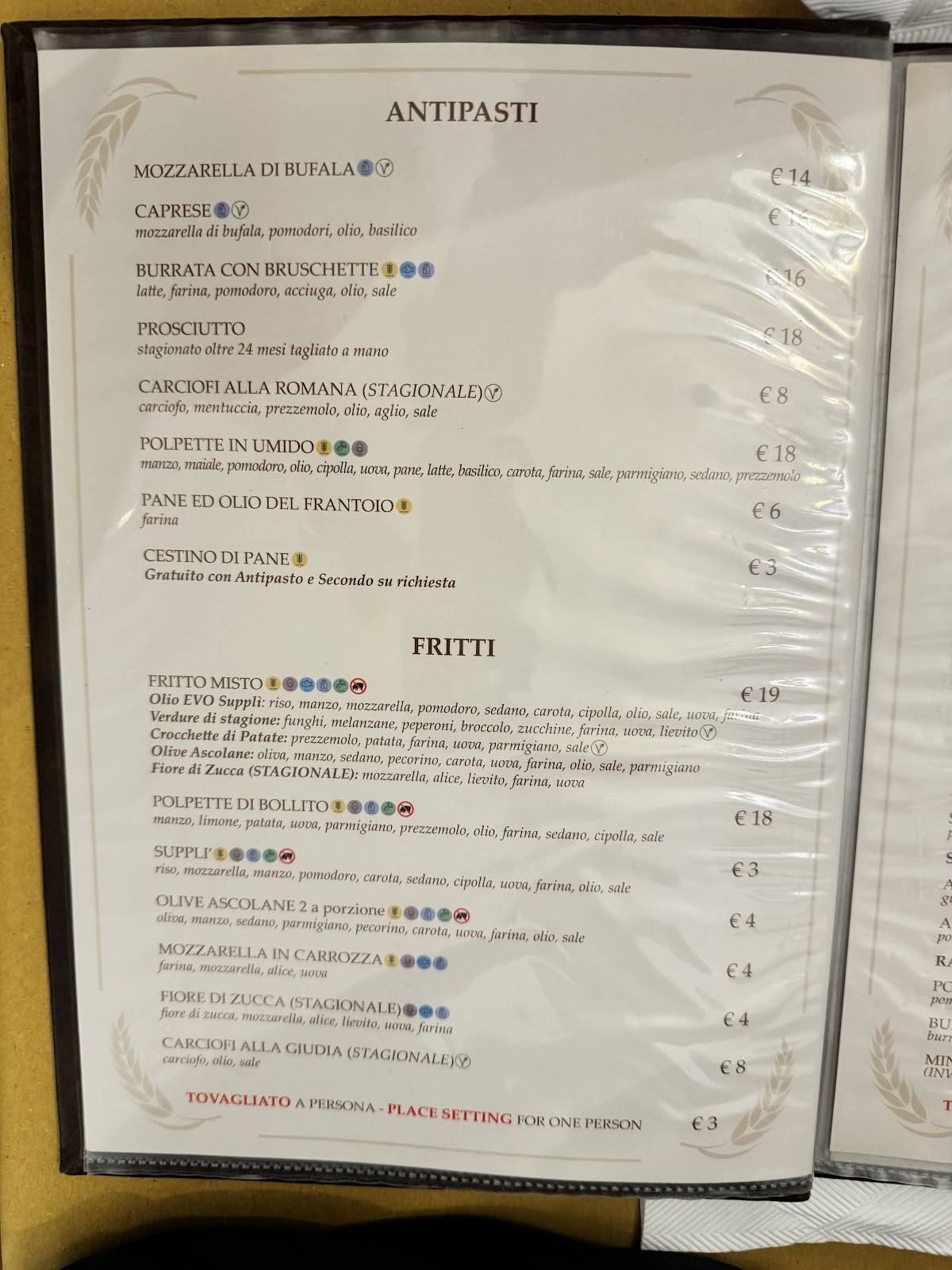 Menu di Osteria Da Fortunata - Milano 