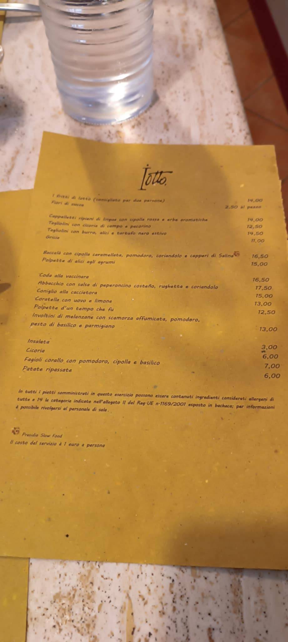 Menu di Osteria Iotto 