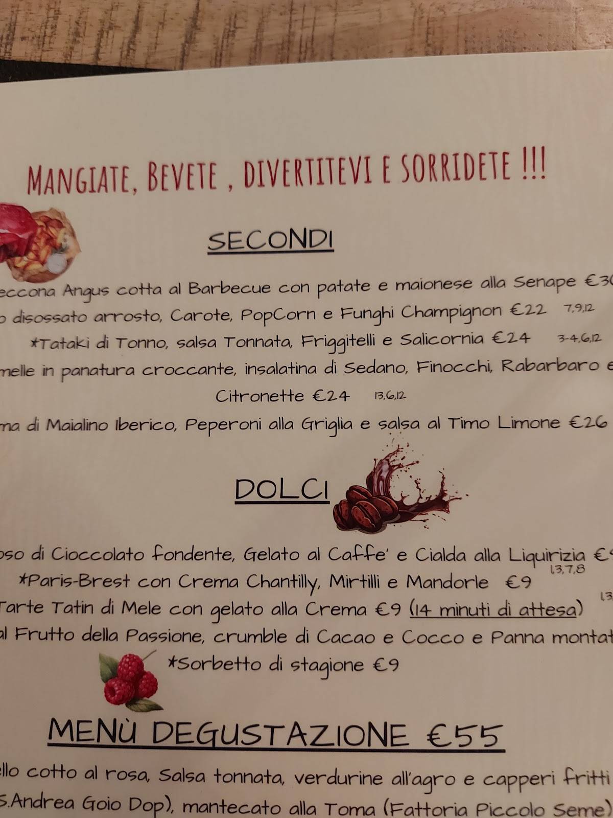 Menu di Rosso di Sera PIEMONTE 