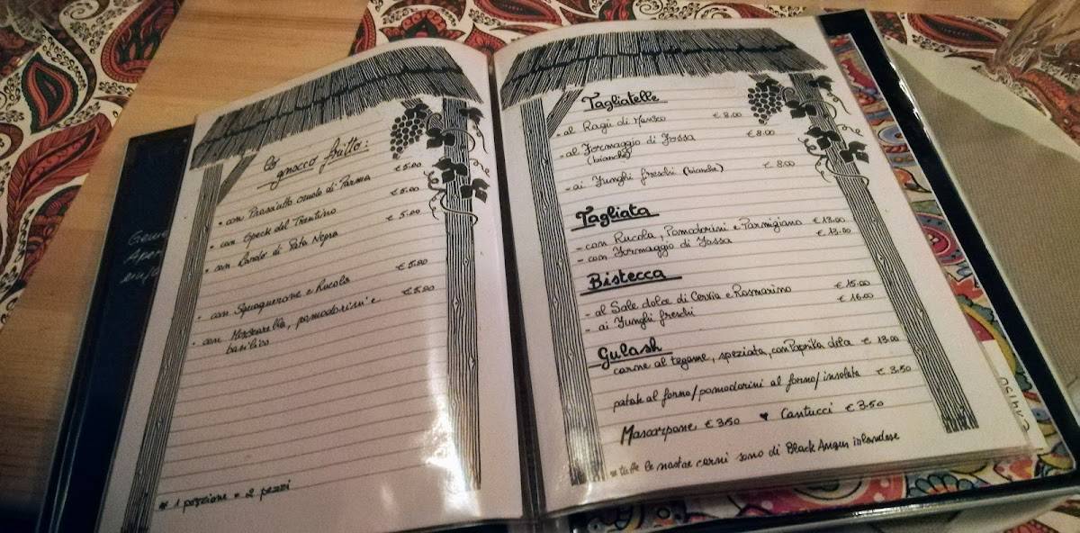 Menu di Osteria Tabard Inn 