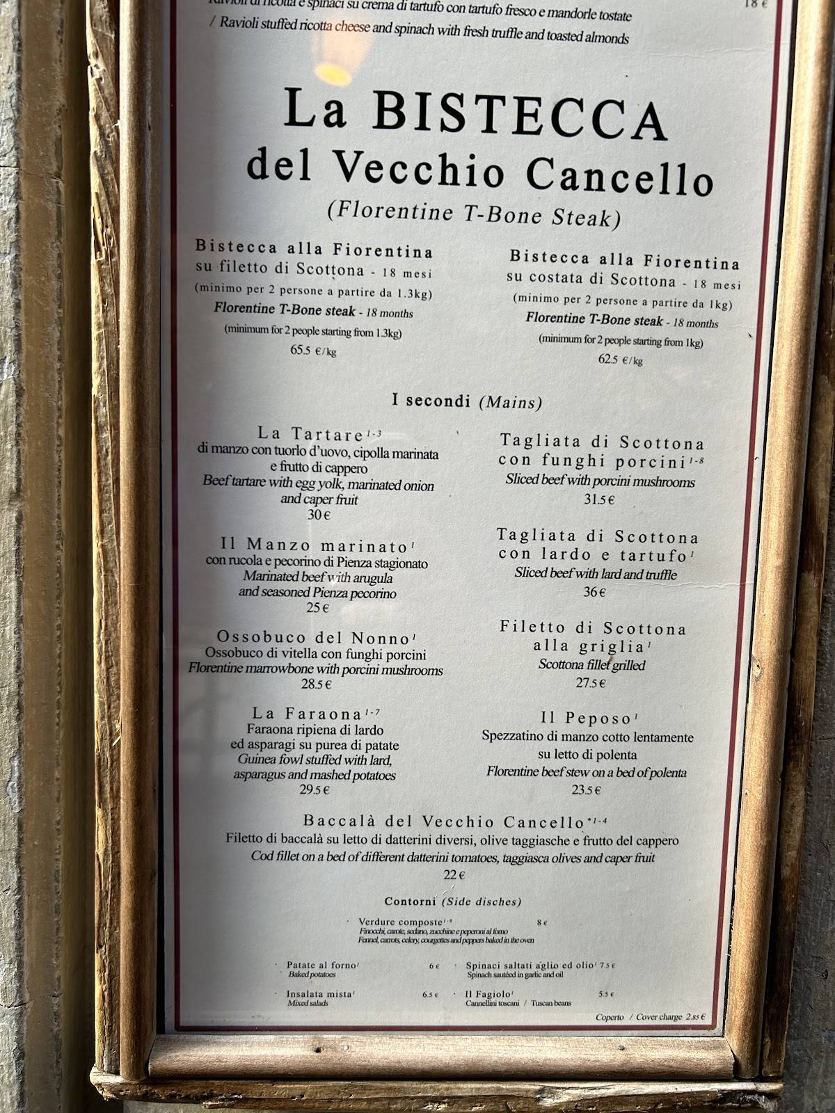 Menu di Osteria Vecchio Cancello