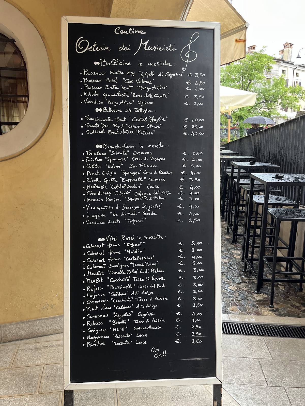 Menu di Osteria dei Musicisti 
