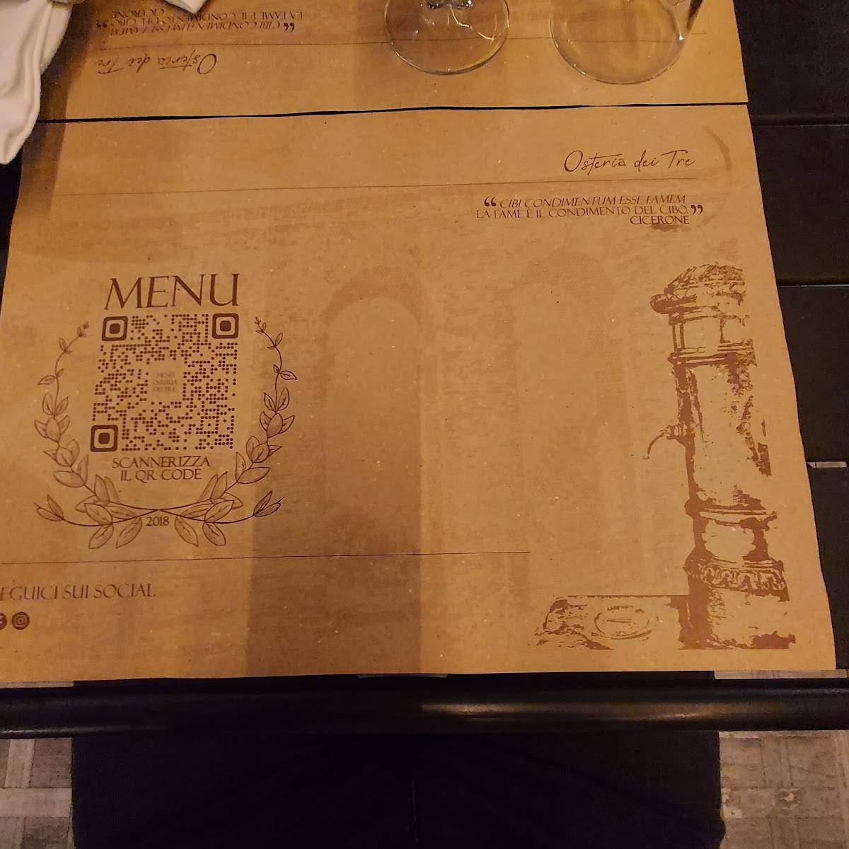 Menu di Osteria dei Tre 
