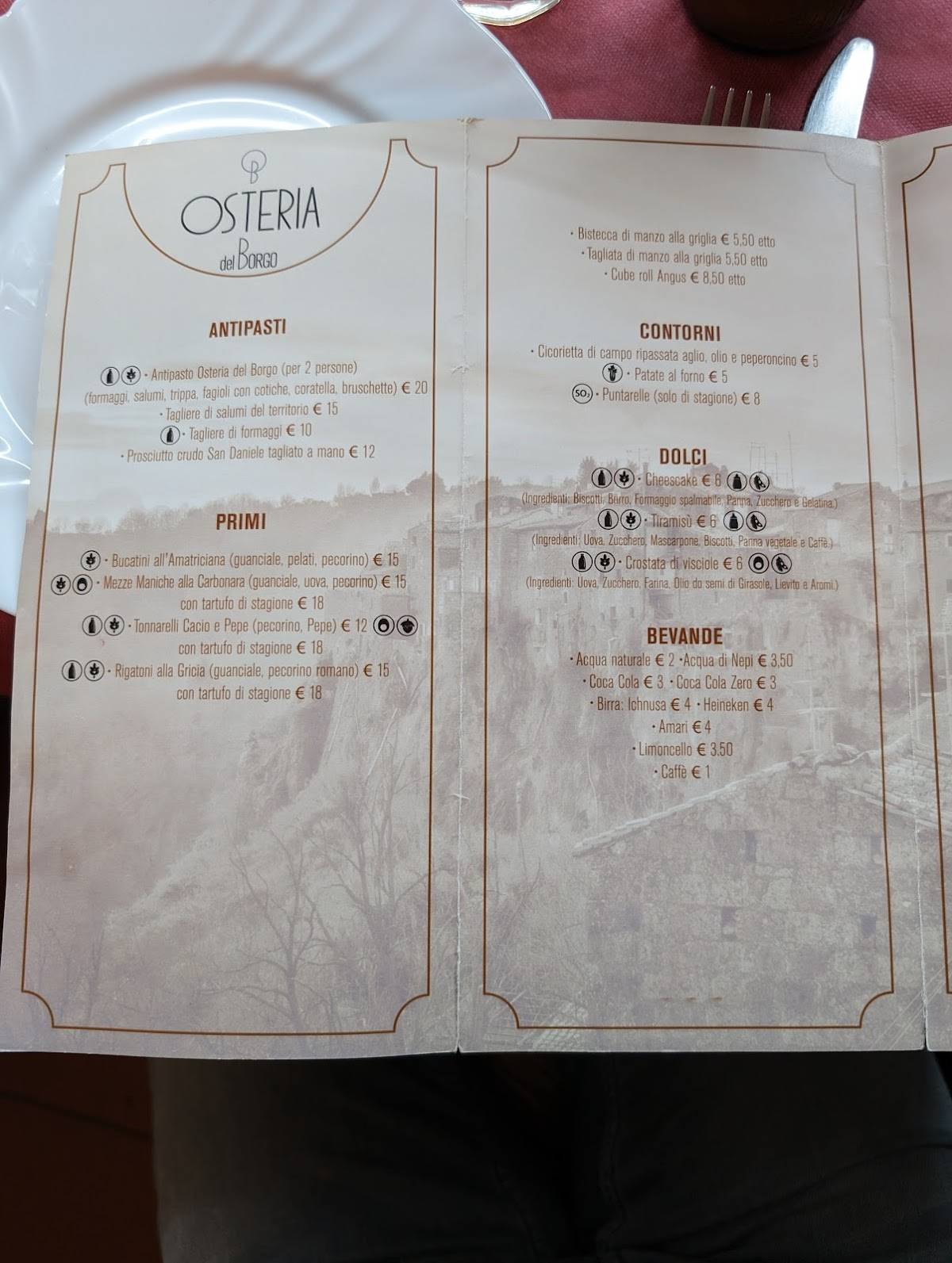 osteria del borgo lazzate menu