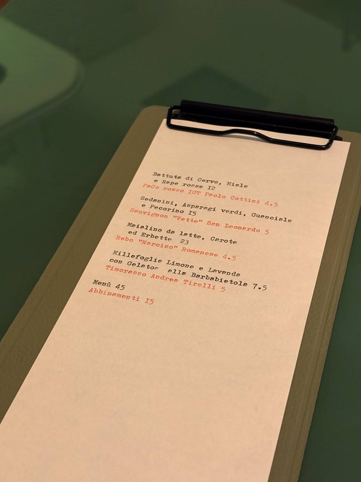 Menu di Osteria del tempo perso 