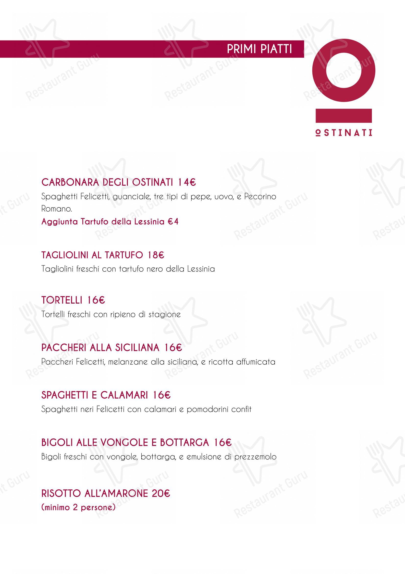 Menu per Ostinati Verona self-service