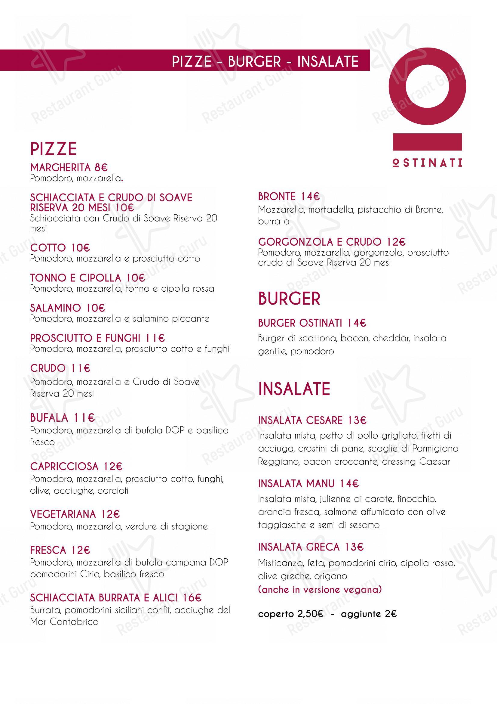Menu per Ostinati Verona in Verona