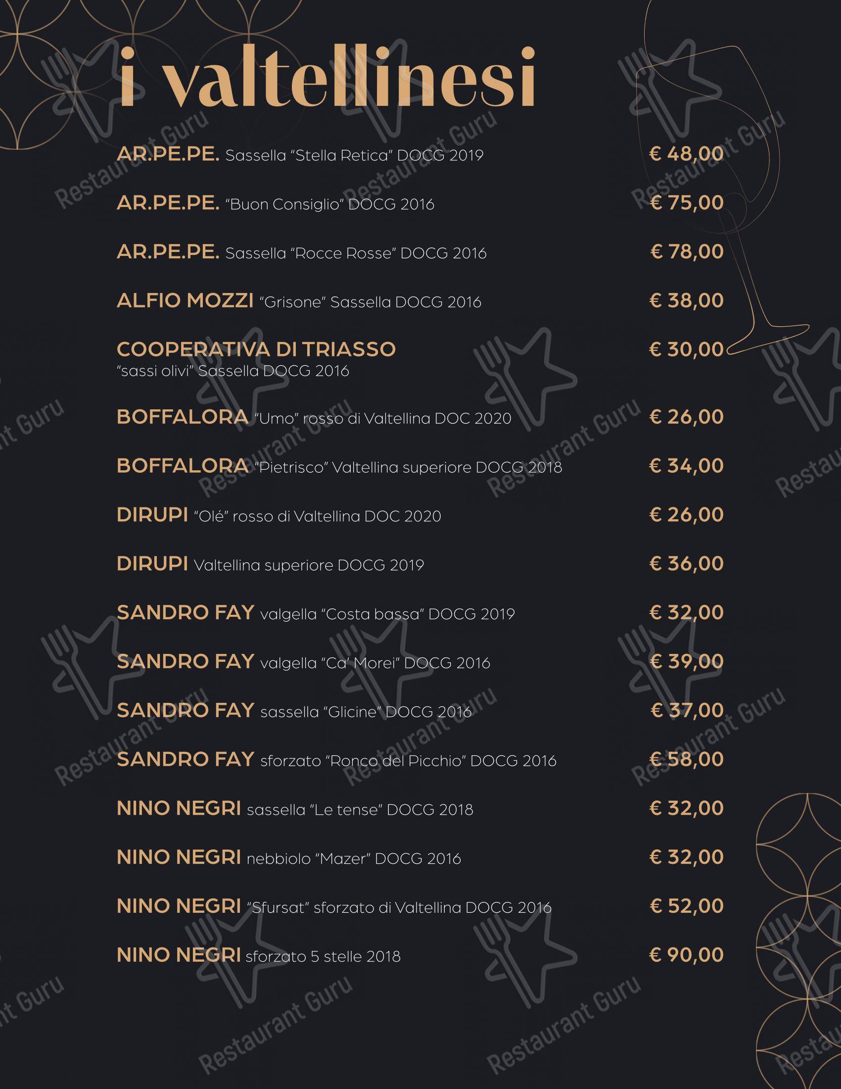 Ночное меню per Ottocento osteria con cucina in Morbegno