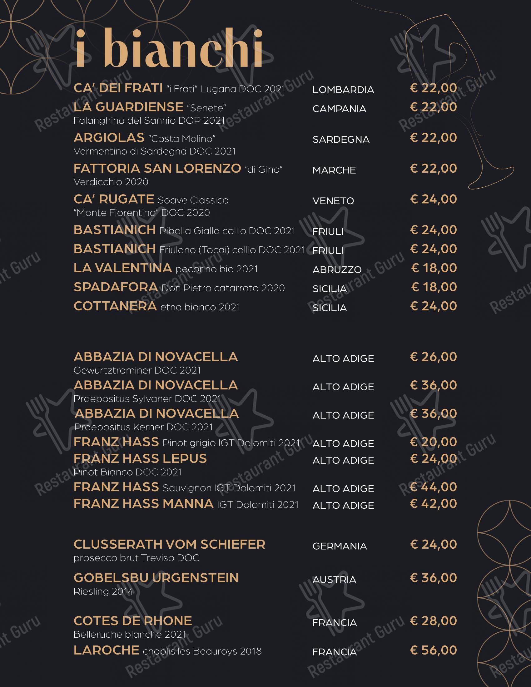 Ночное меню per Ottocento osteria con cucina ristorante