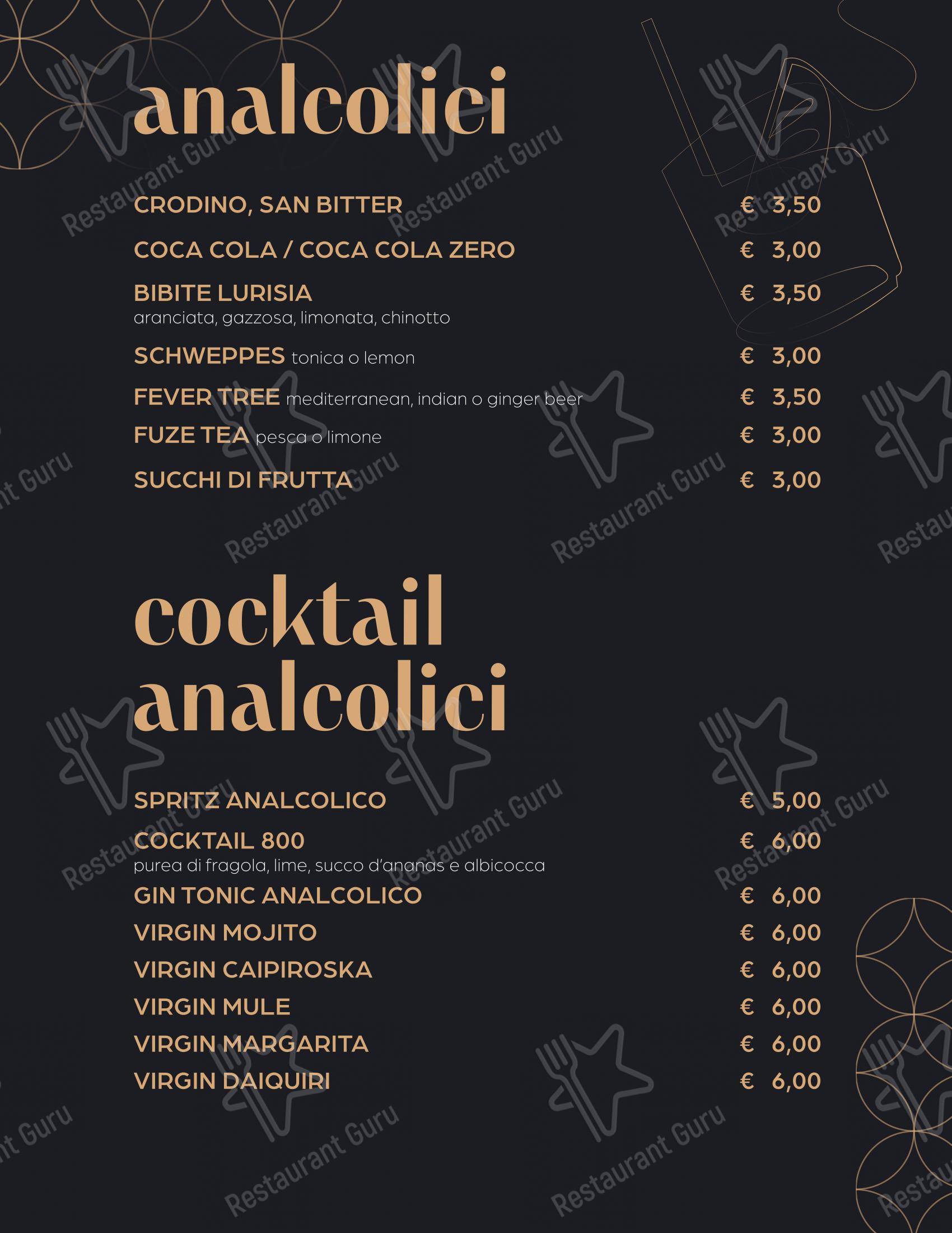 Menu di Ottocento osteria con cucina - Коктейльная карта