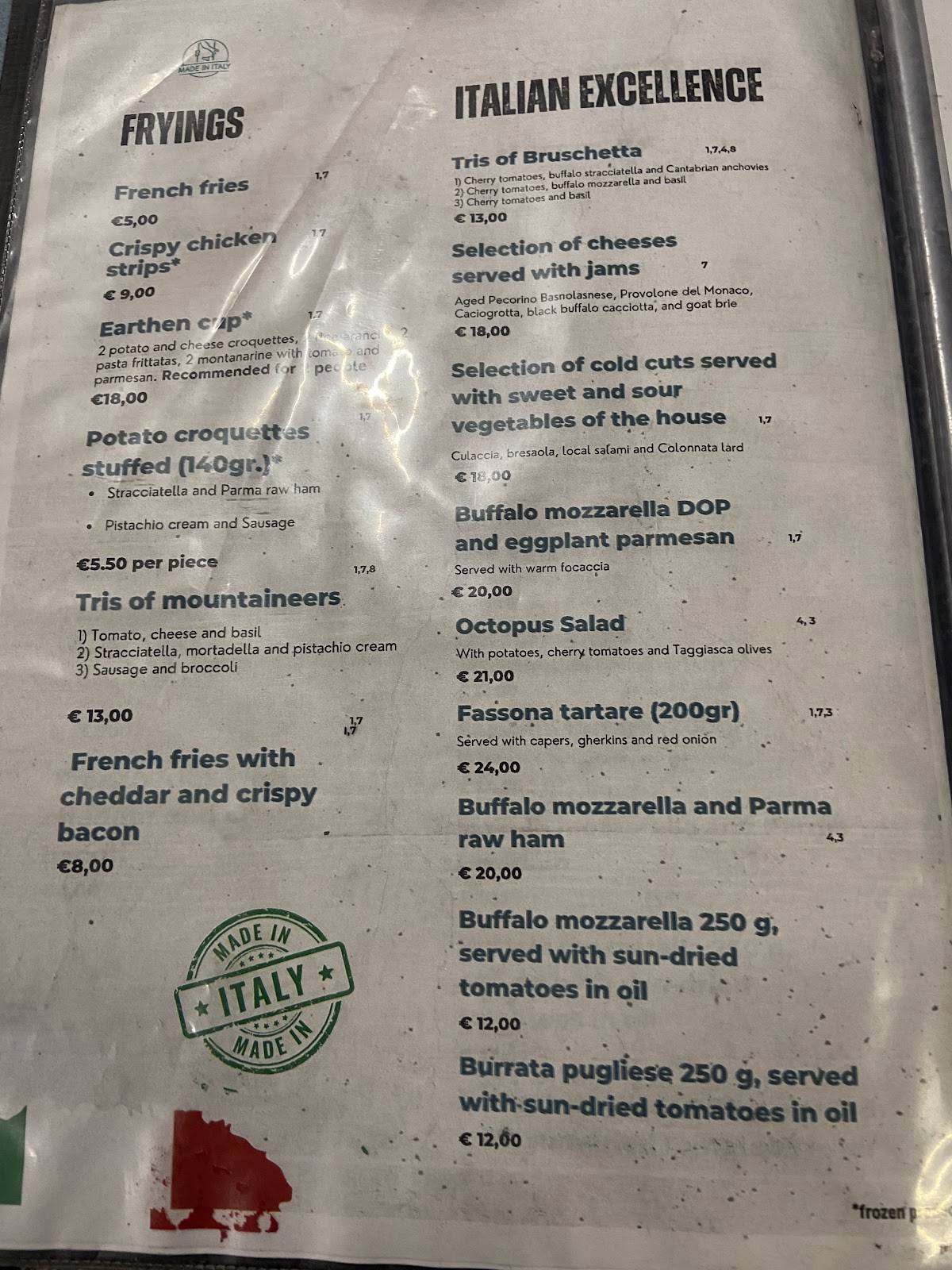 Menu di Ox Pub and Grill Como 