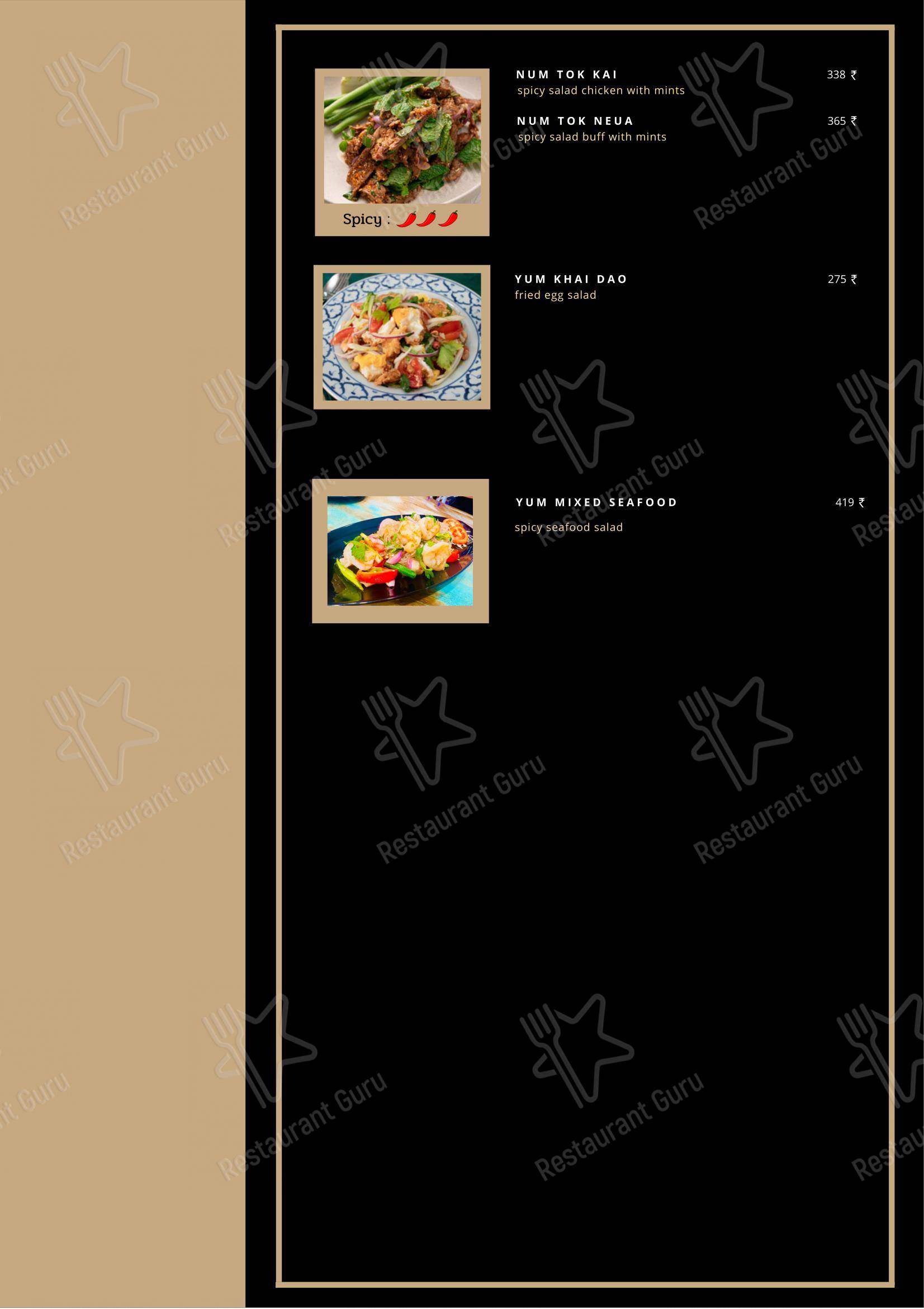 Menu for the PHRA NAKHON, Thai Cafe restaurant