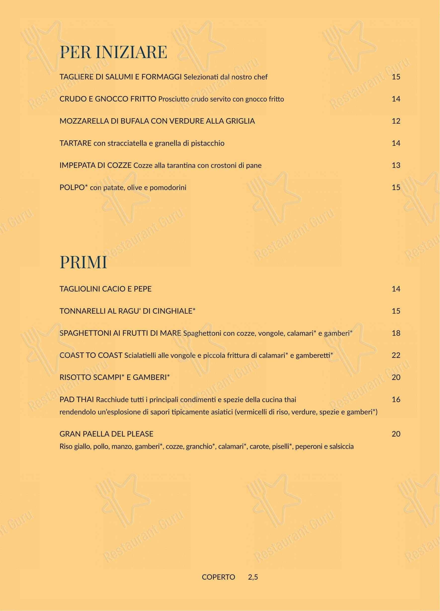 Menu per PLEASE - Pizza & Restaurant ristorante
