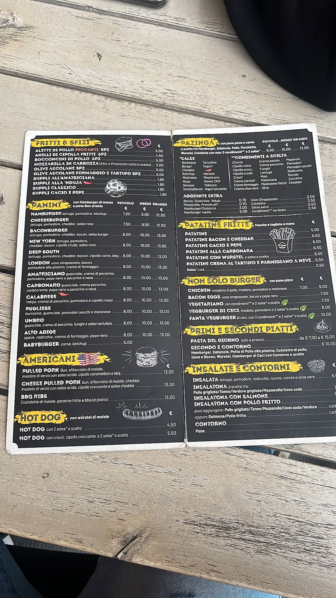 Menu di Pa'Zinga Hamburgeria 