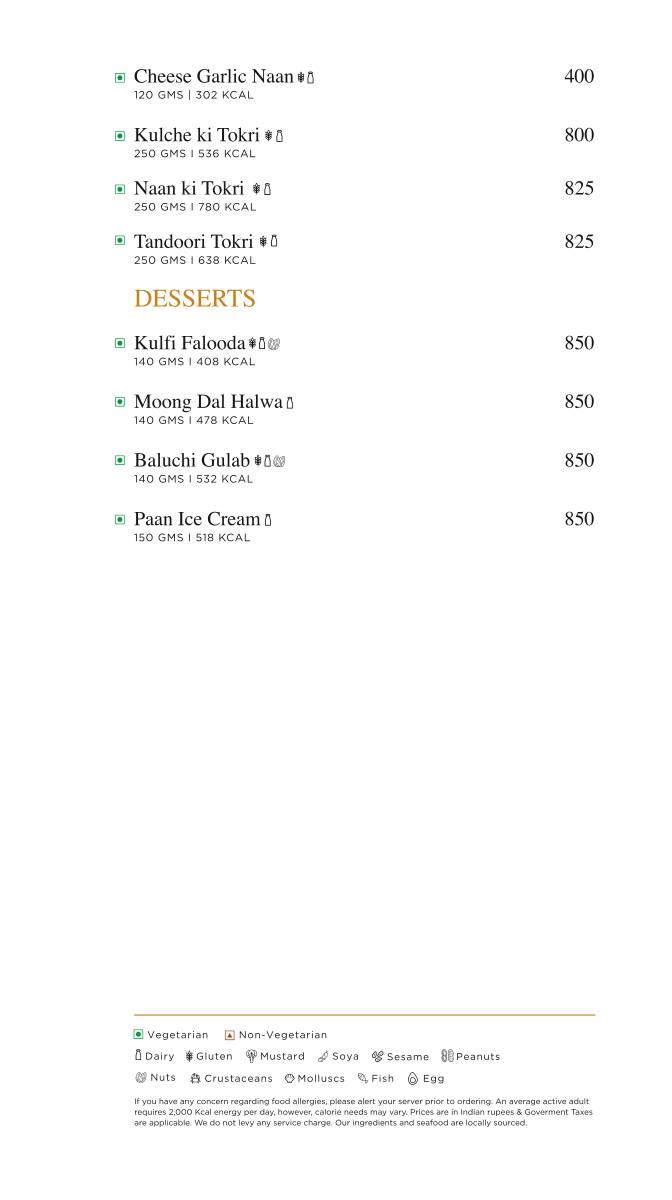 Paasha menu