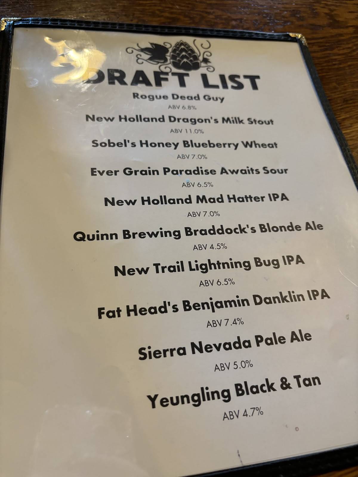 Menu at Paci's Lounge & Dining Room pub & bar, Brownsville