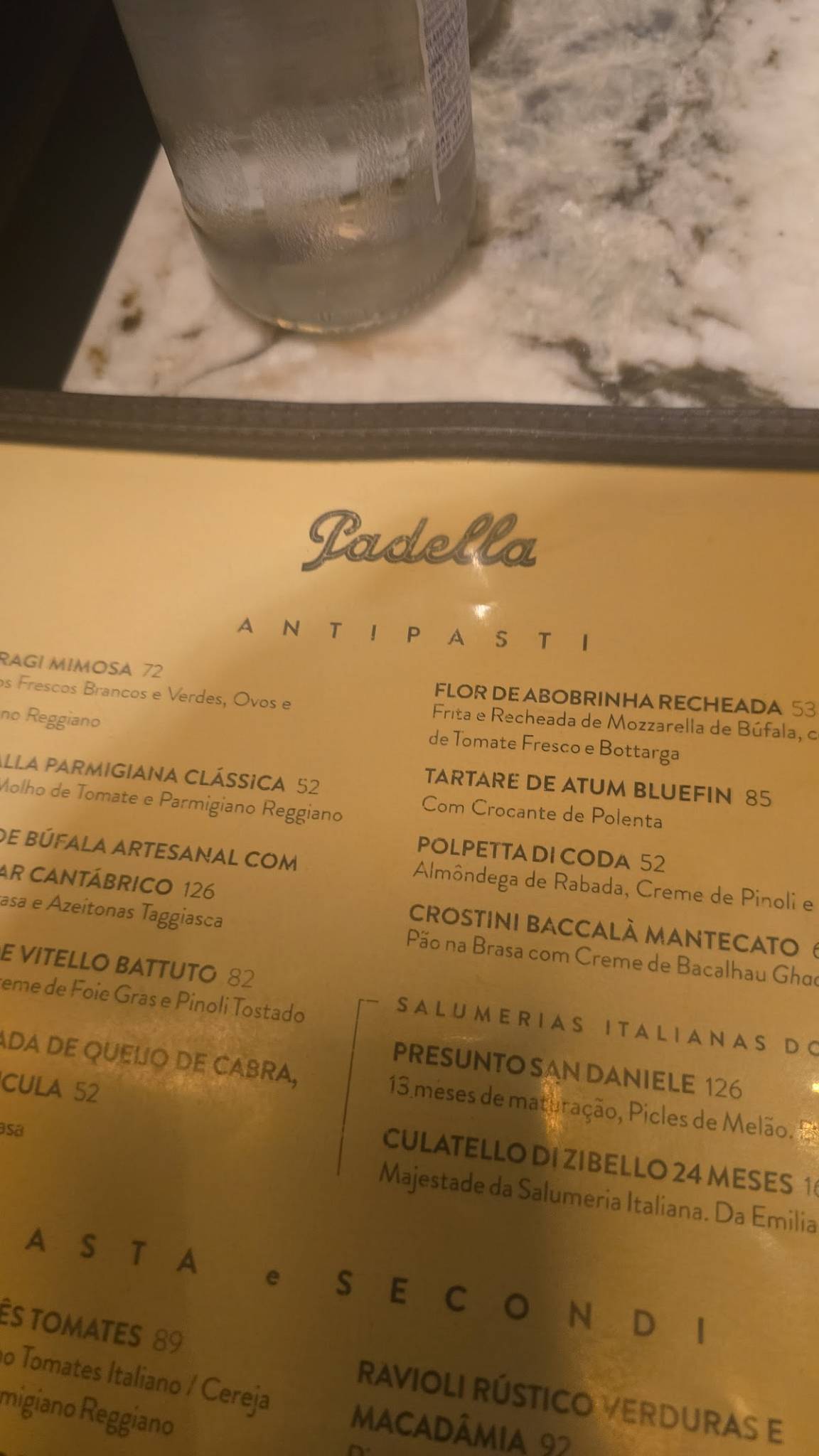 Padella Trattoria cardápio