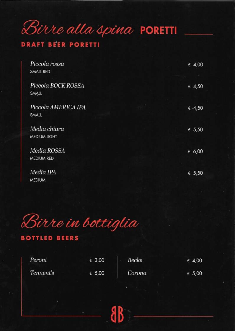 Menu di Brigitte Bistrot & Cafè e Pizzeria 