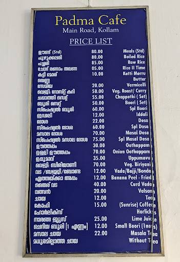 Padma Cafe(Veg) menu