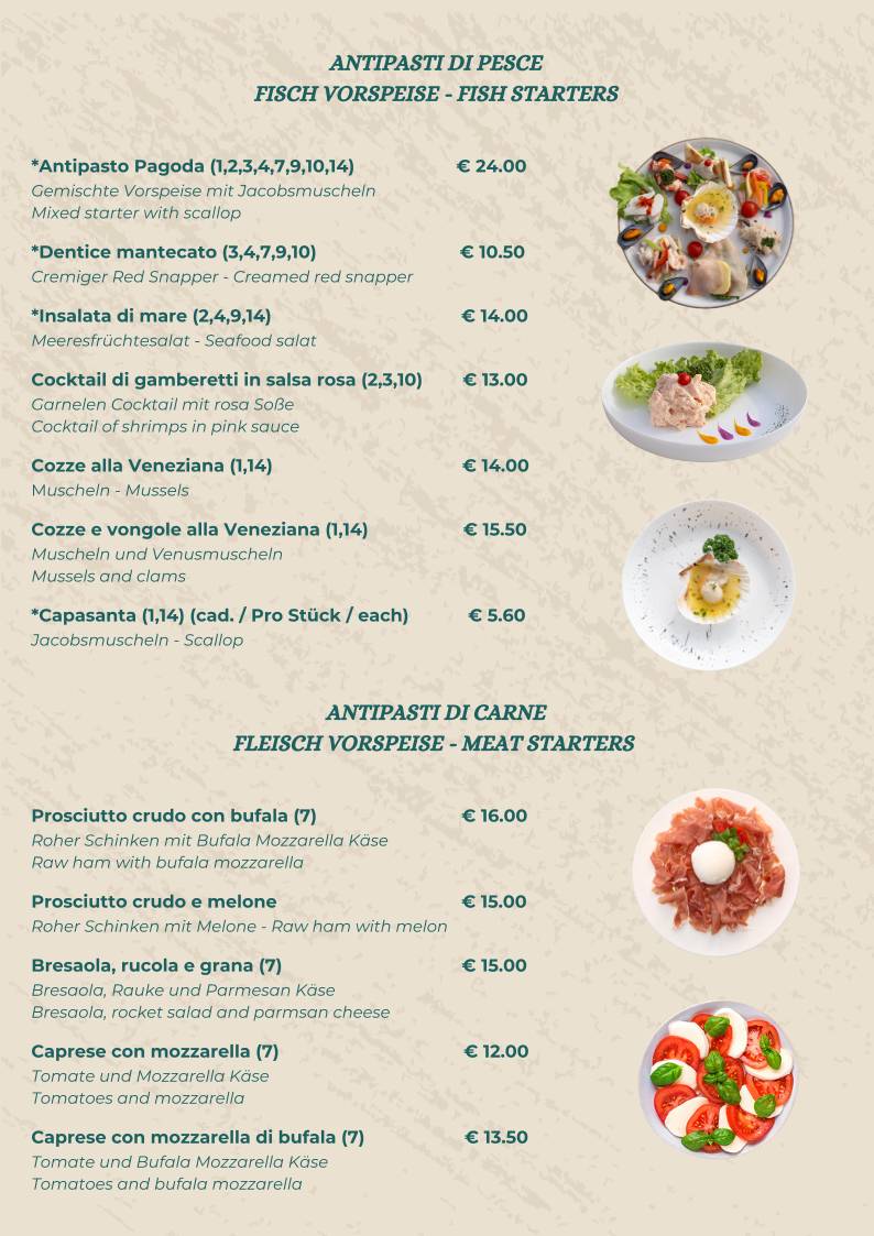 Menu di Pagoda Beach Bar Ristorante 