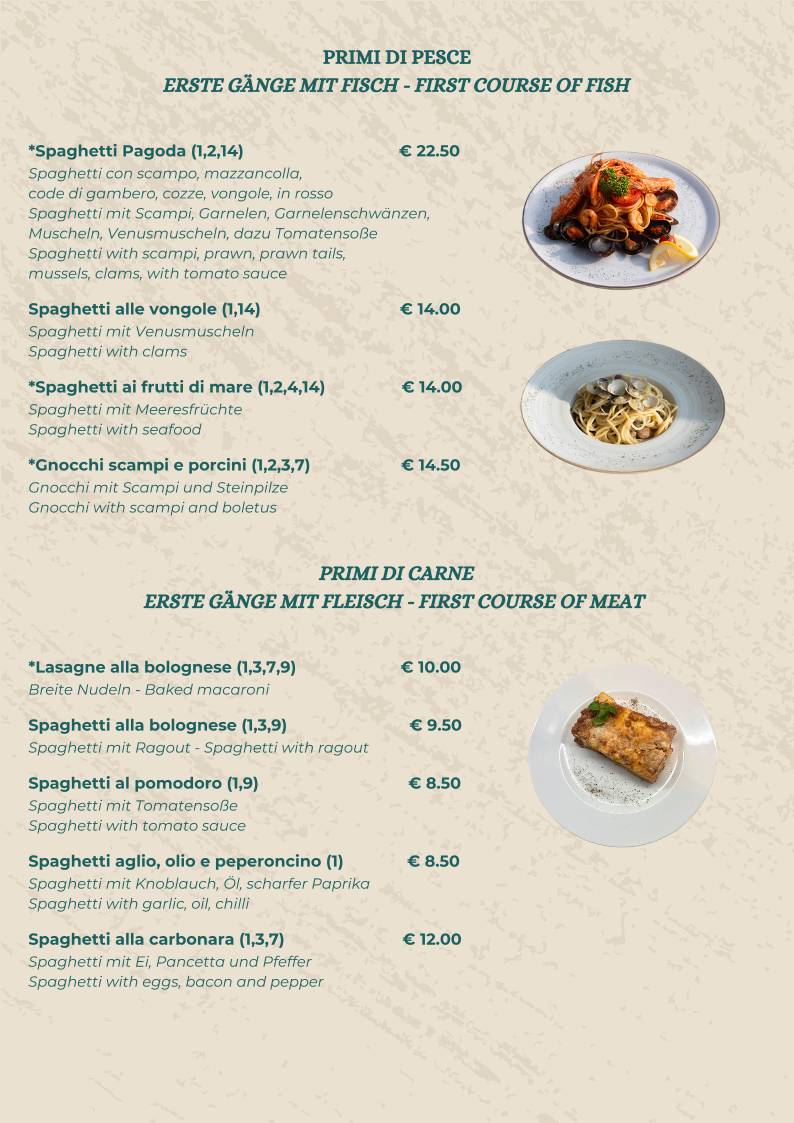 Menu di Pagoda Beach Bar Ristorante 