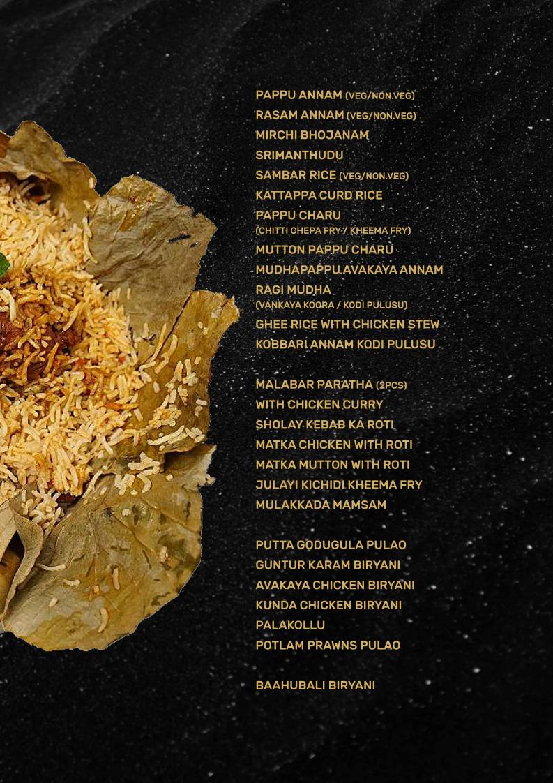 Pakka Local, Kondapur menu