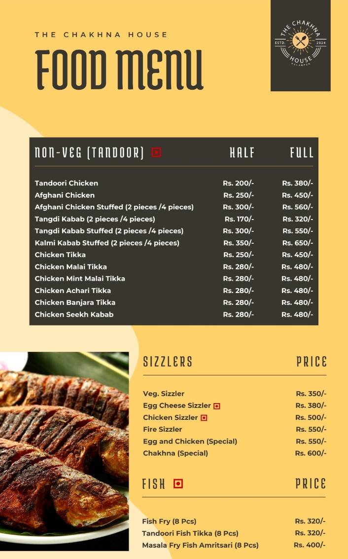 The Chakhna House menu