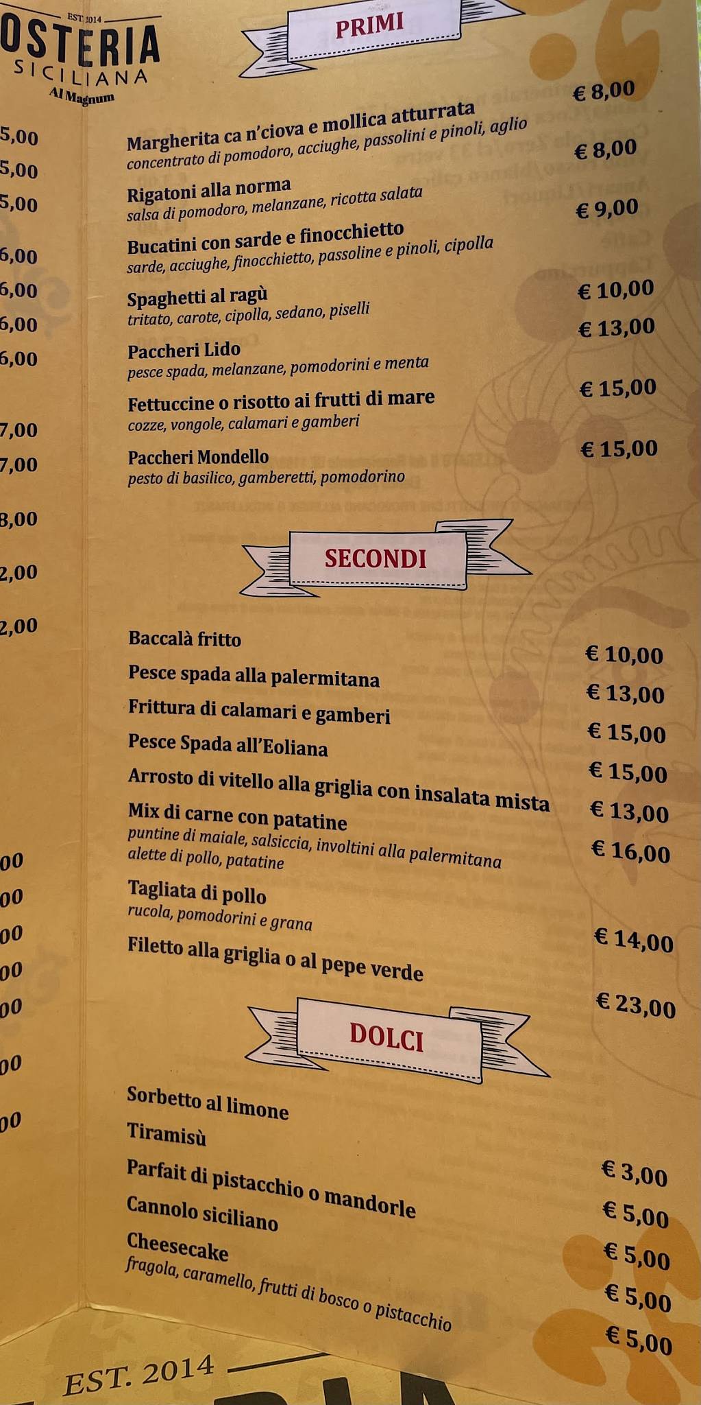 Menu di Al Magnum - Pizzeria e Ristorante 