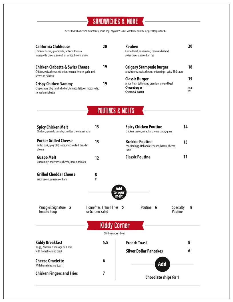 Menu de Panagio's All Day Grill