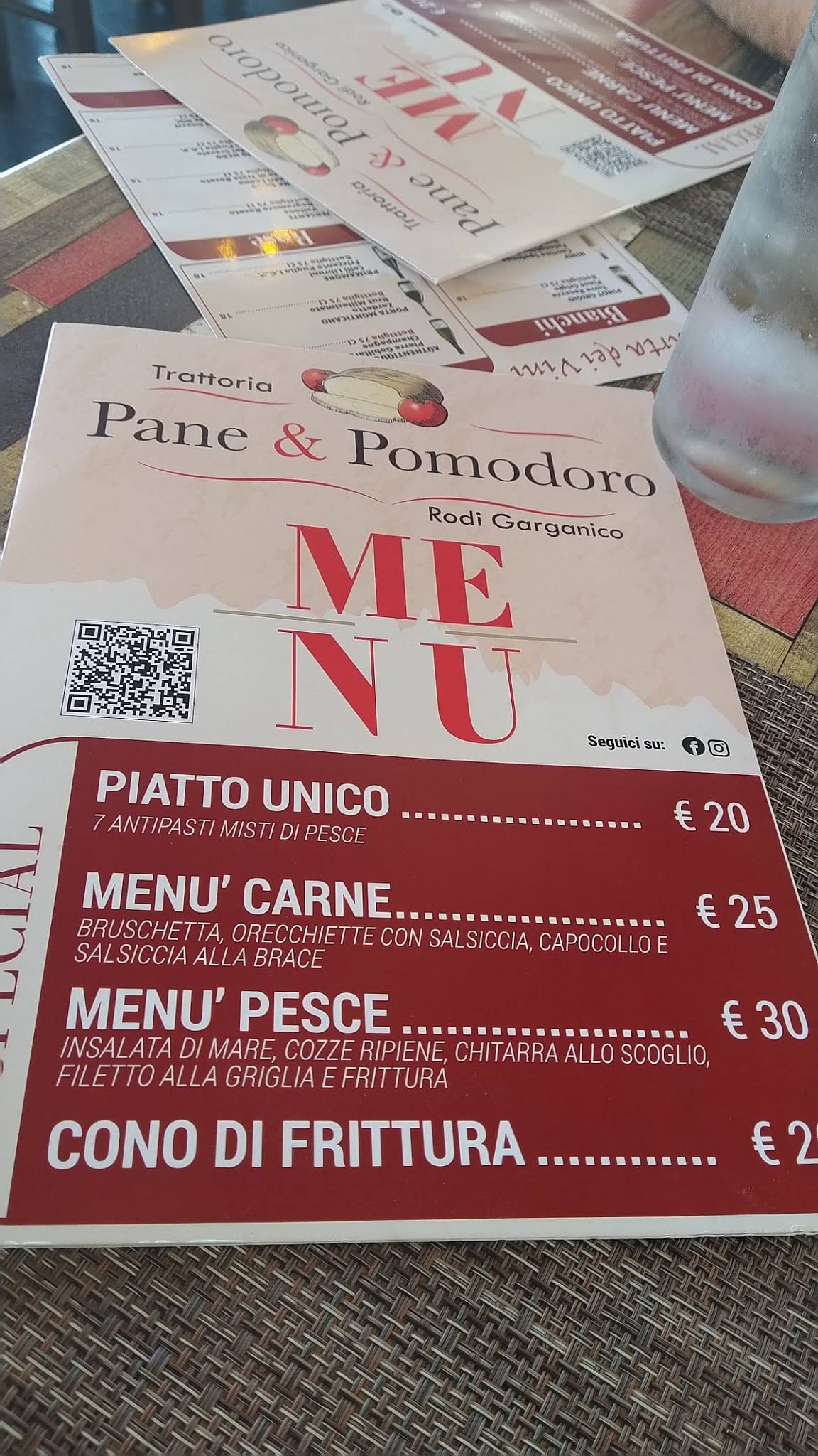 Menu di Trattoria Pane e Pomodoro 