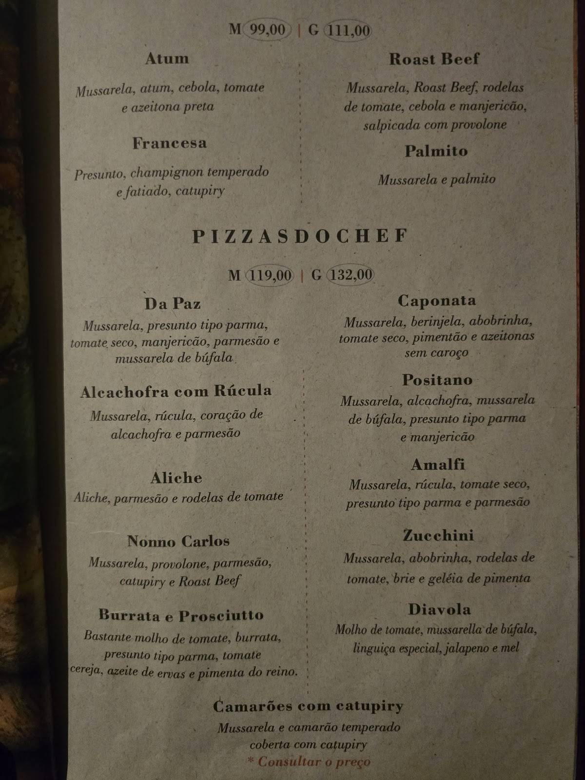 Pizzaria Papparella cardápio