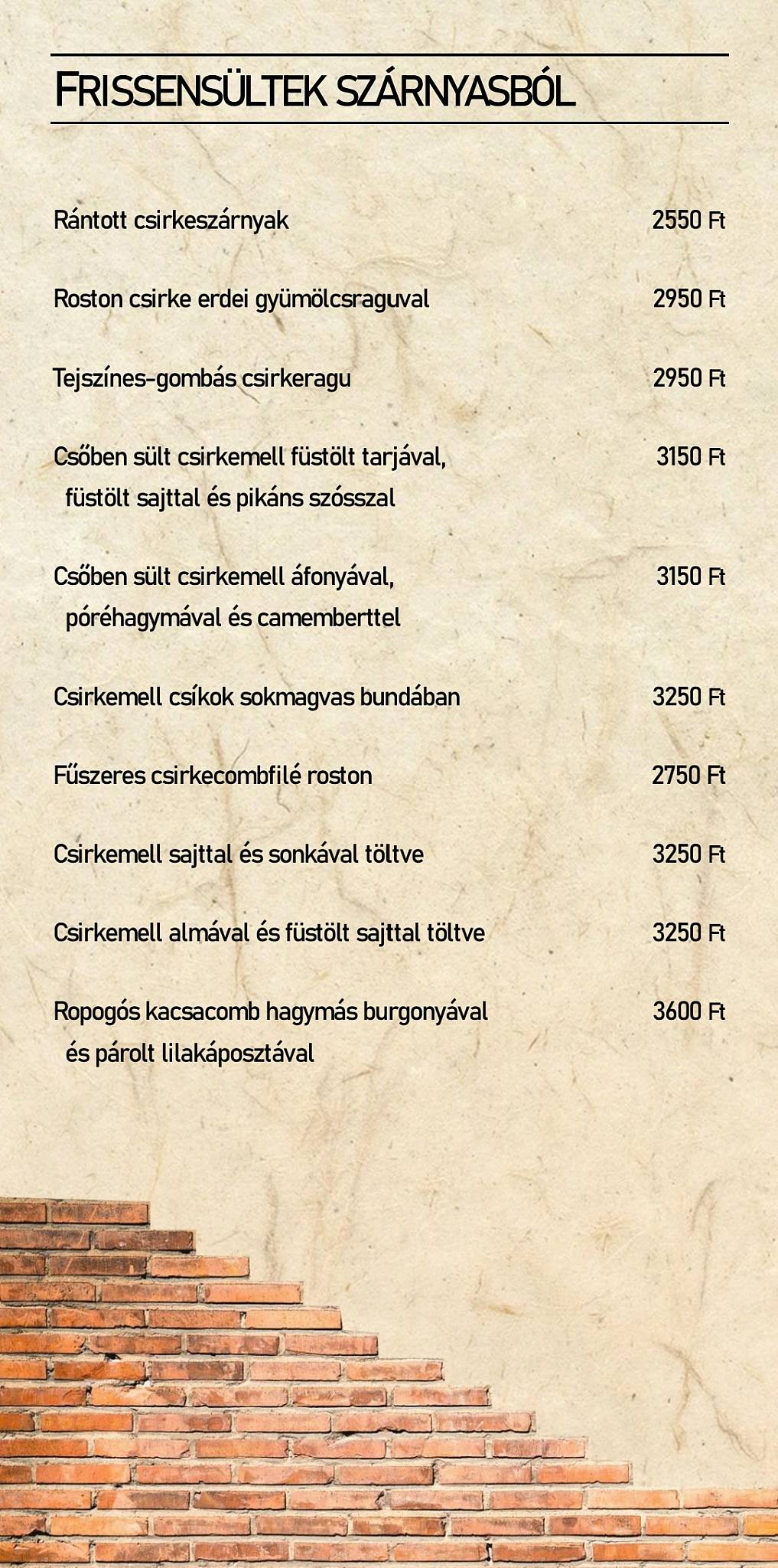 Menu at Paradicsom Csárda restaurant, Cece, Fő út 0217/7
