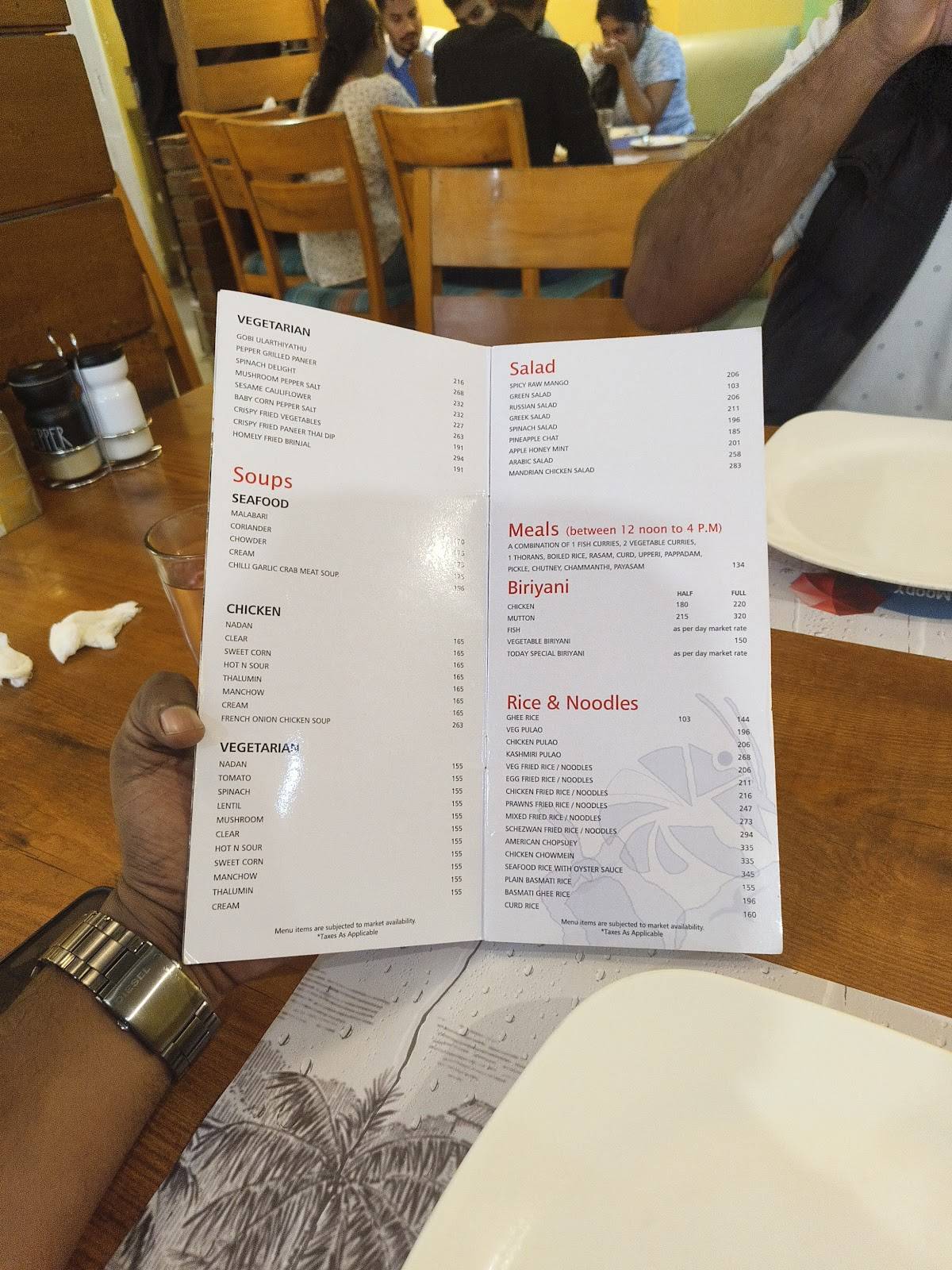 Paragon Restaurant menu