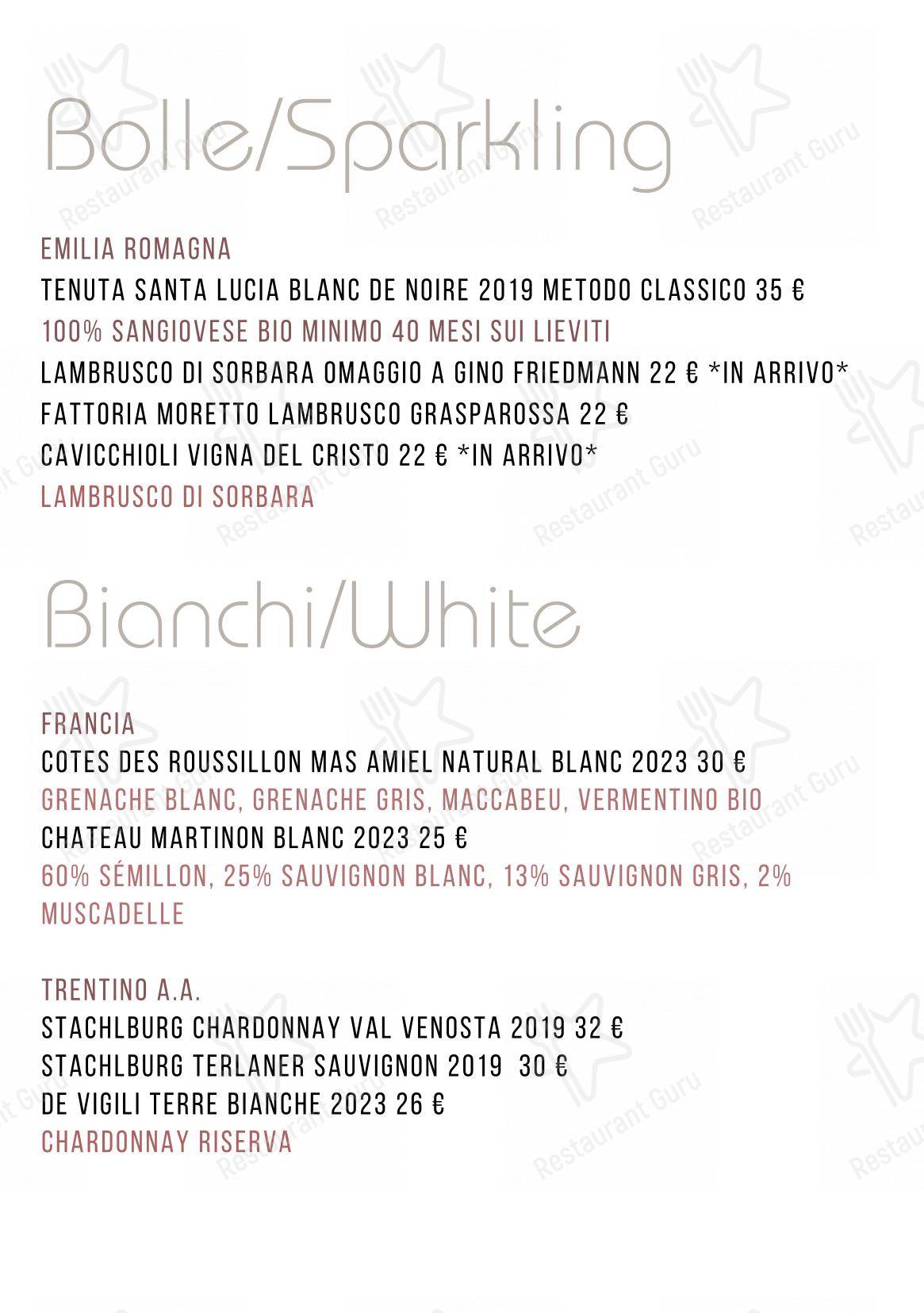 Menu bar per Parì pub & bar