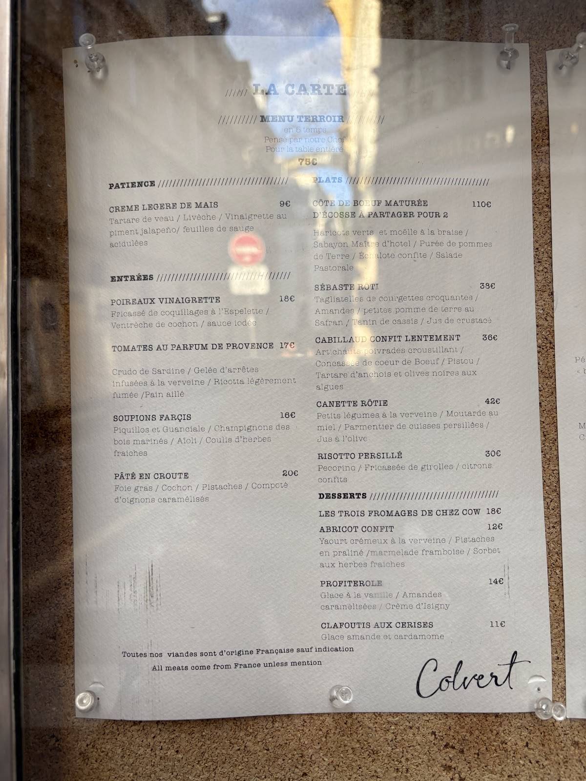 Menu de Colvert