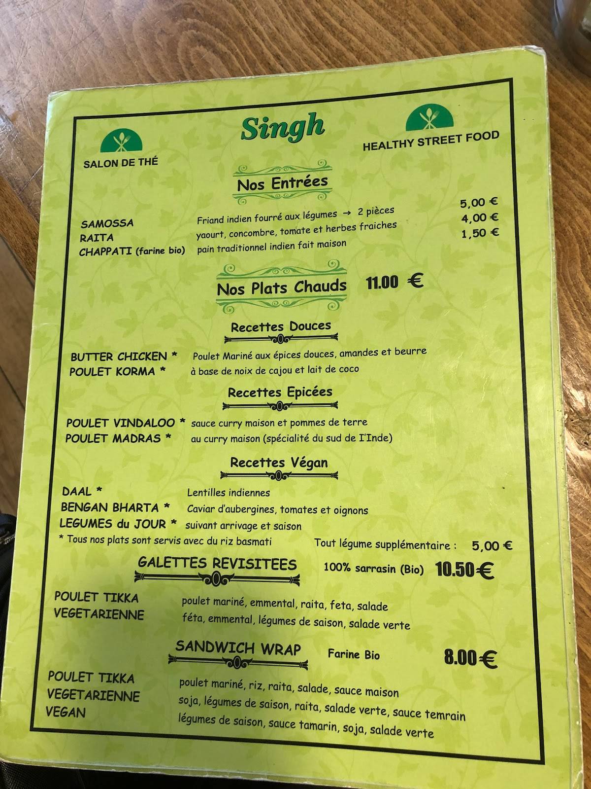 Menu de Singh