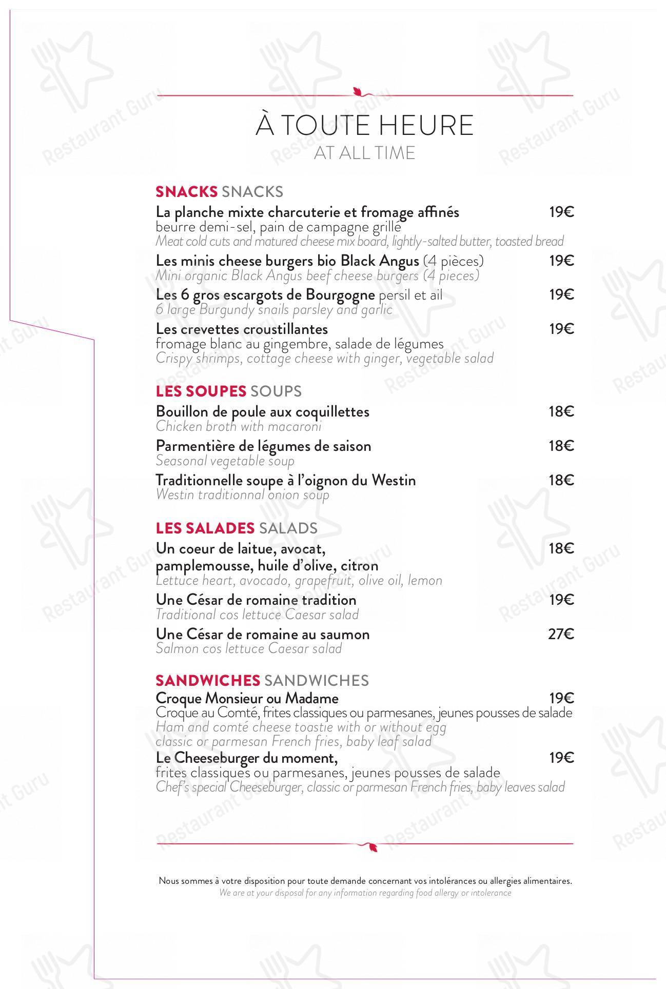 菜单 pour Terrasse Eugénie dans Paris