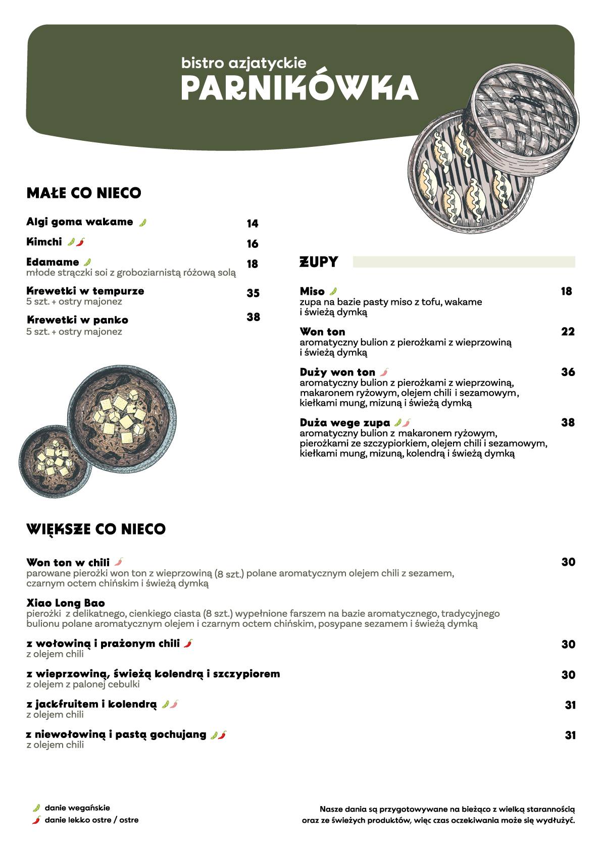 Menu at Parnikówka restaurant, Zalesie Górne