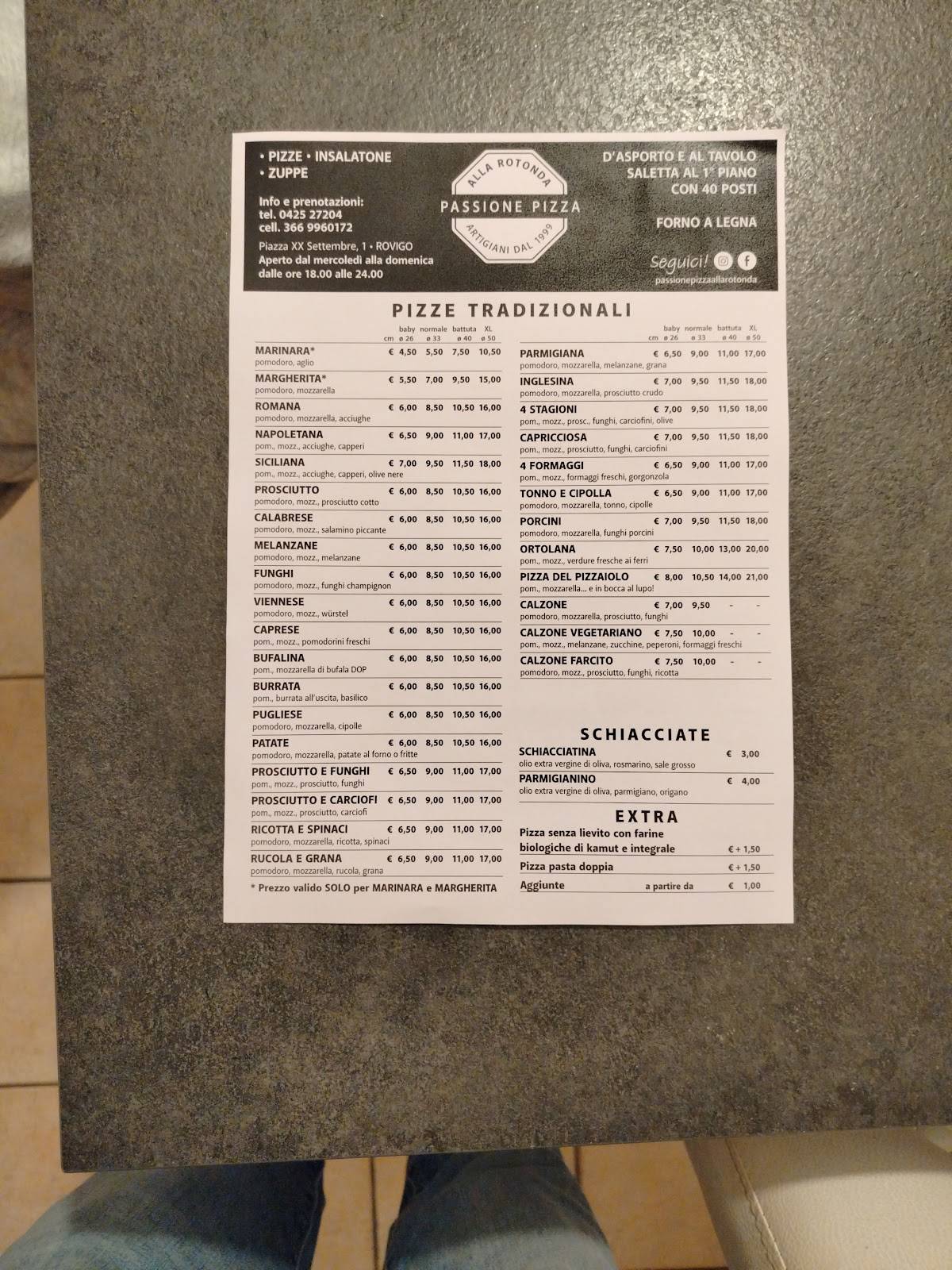 Menu di Passione Pizza Alla Rotonda 