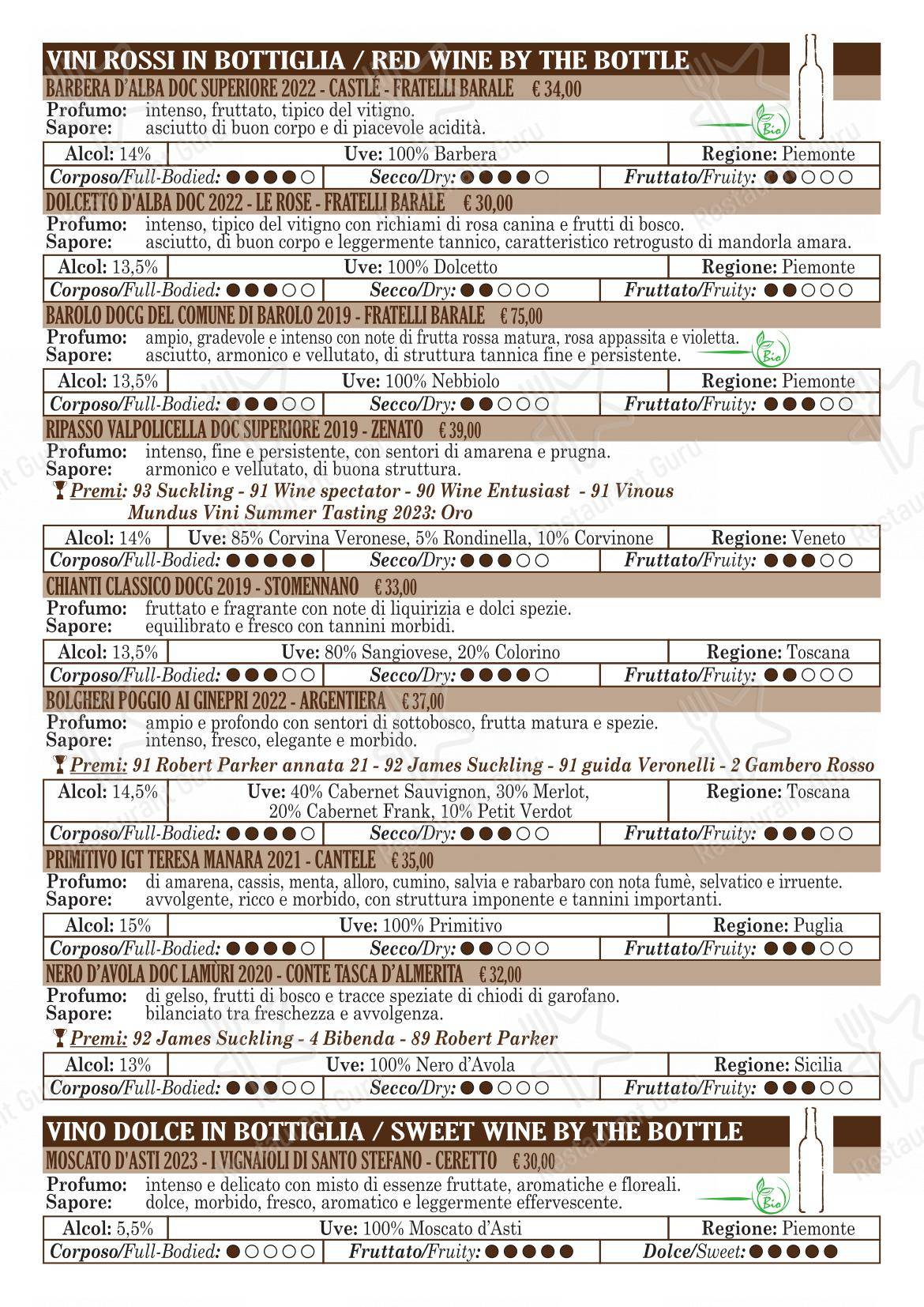 Menu bar per Pasta d’Autore ristorante