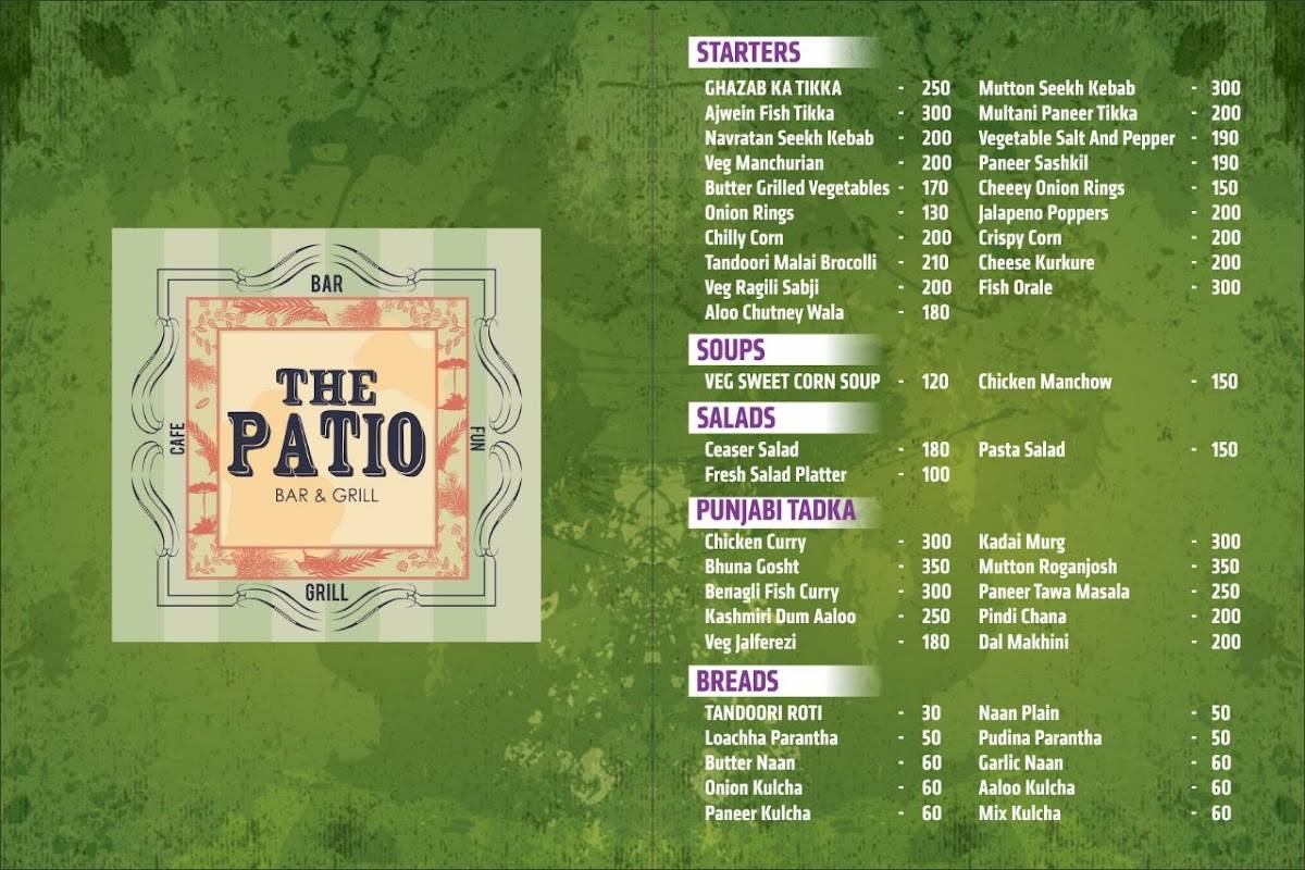 Patio menu