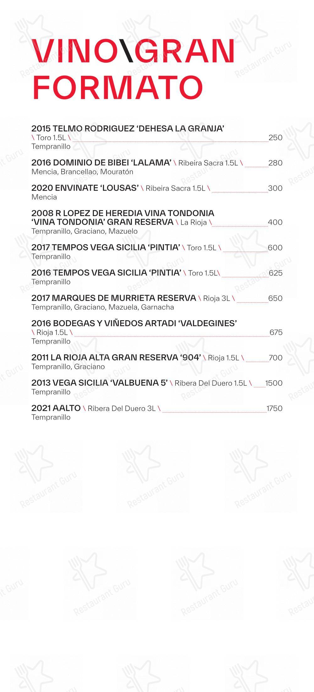 Menu pour Beso by Patria - Menu
