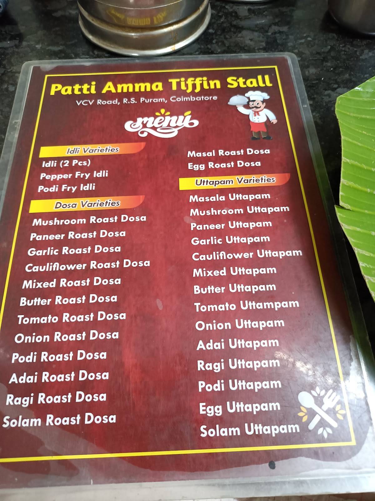 Patti Amma Tiffin Stall menu