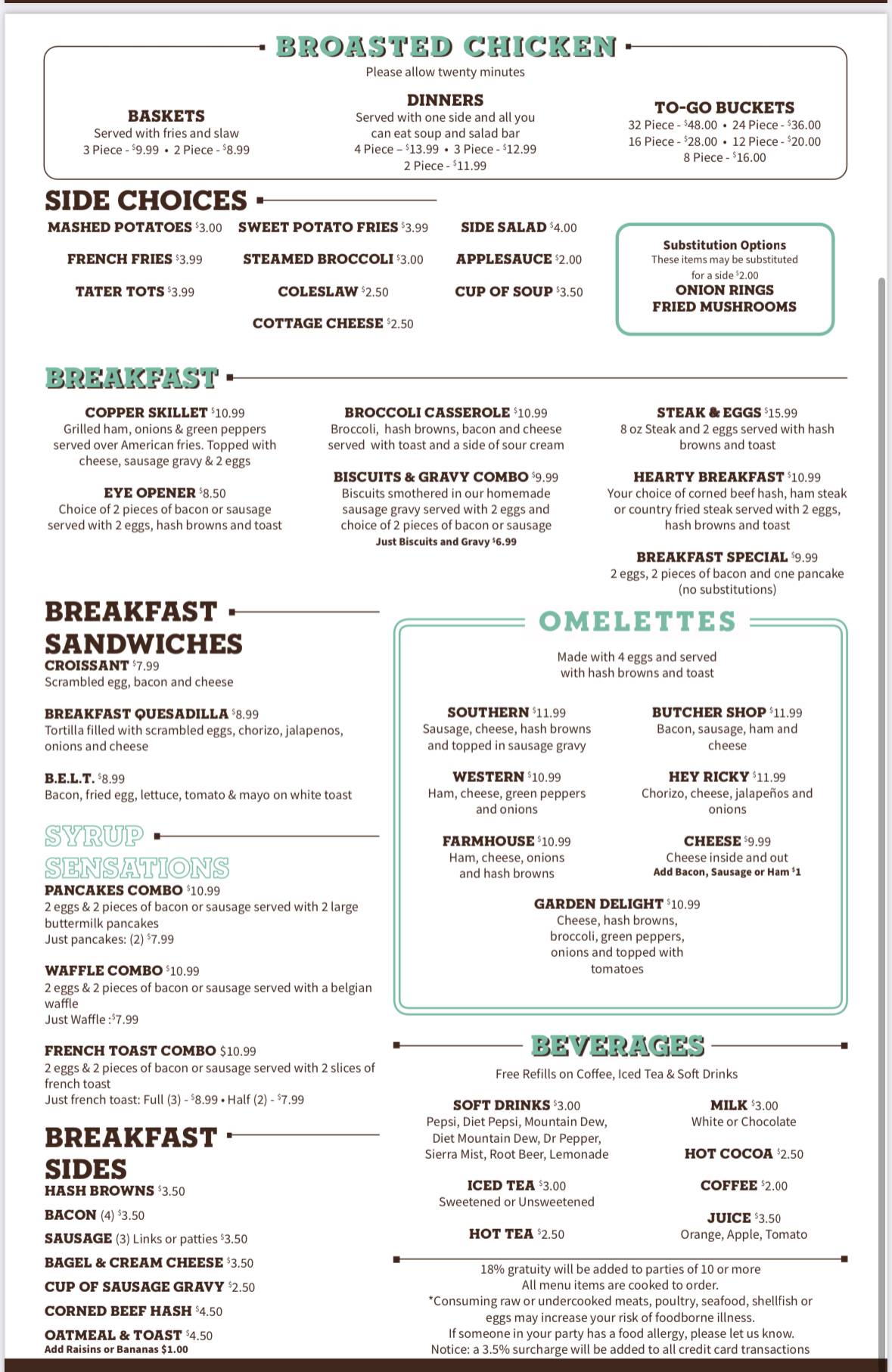 Menu at Copper Grille restaurant, Paw Paw, 854 S Kalamazoo St 9230