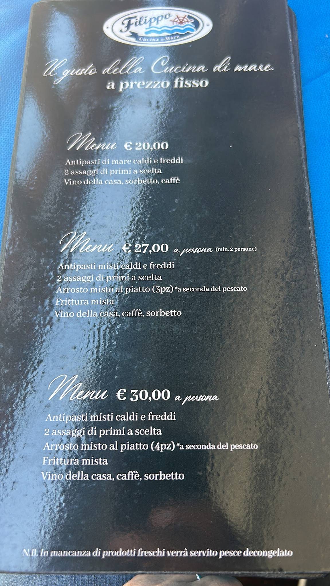 Menu di Filippo Cucina di Mare Pescara 