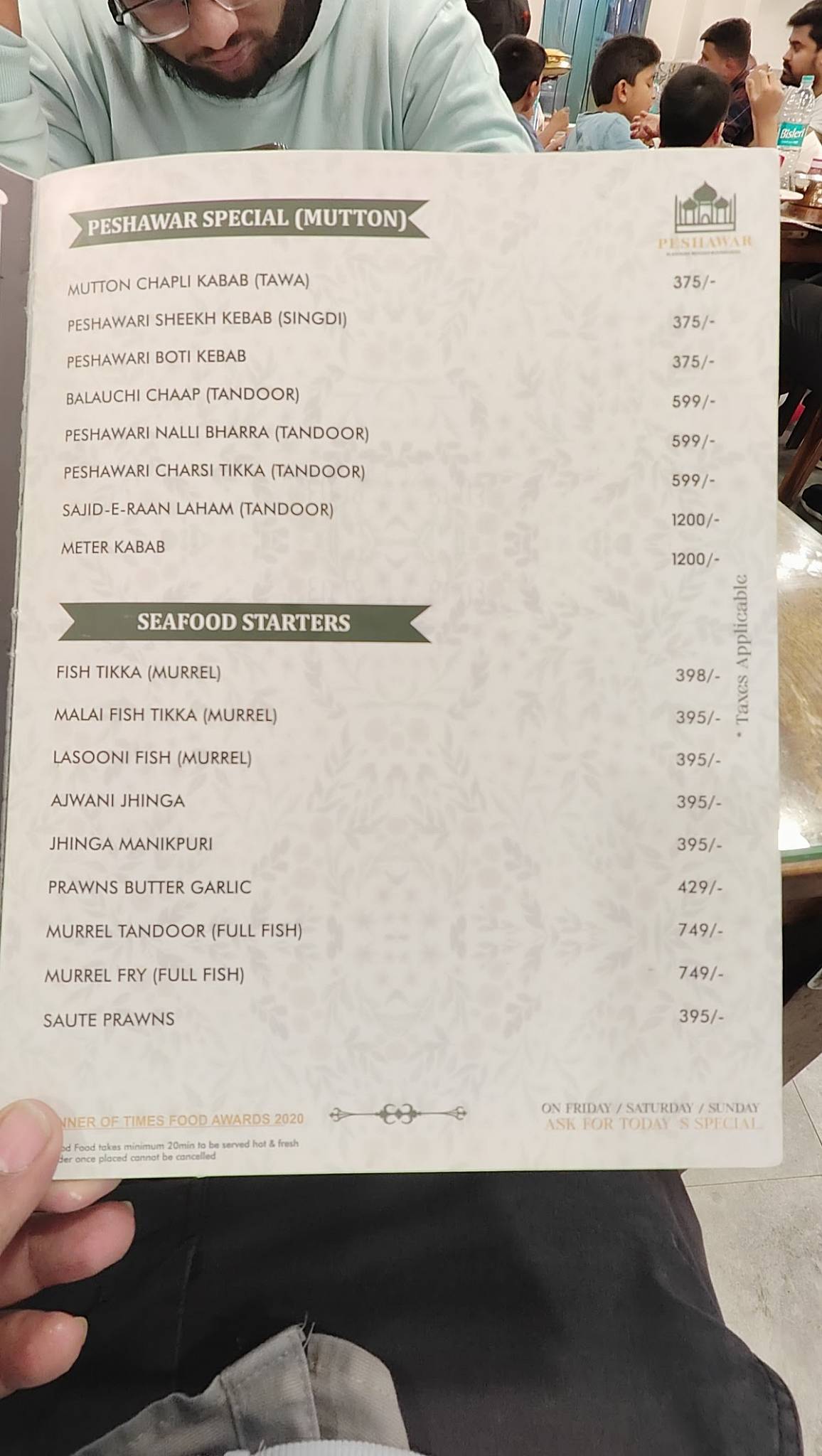 Peshawar Restaurant menu
