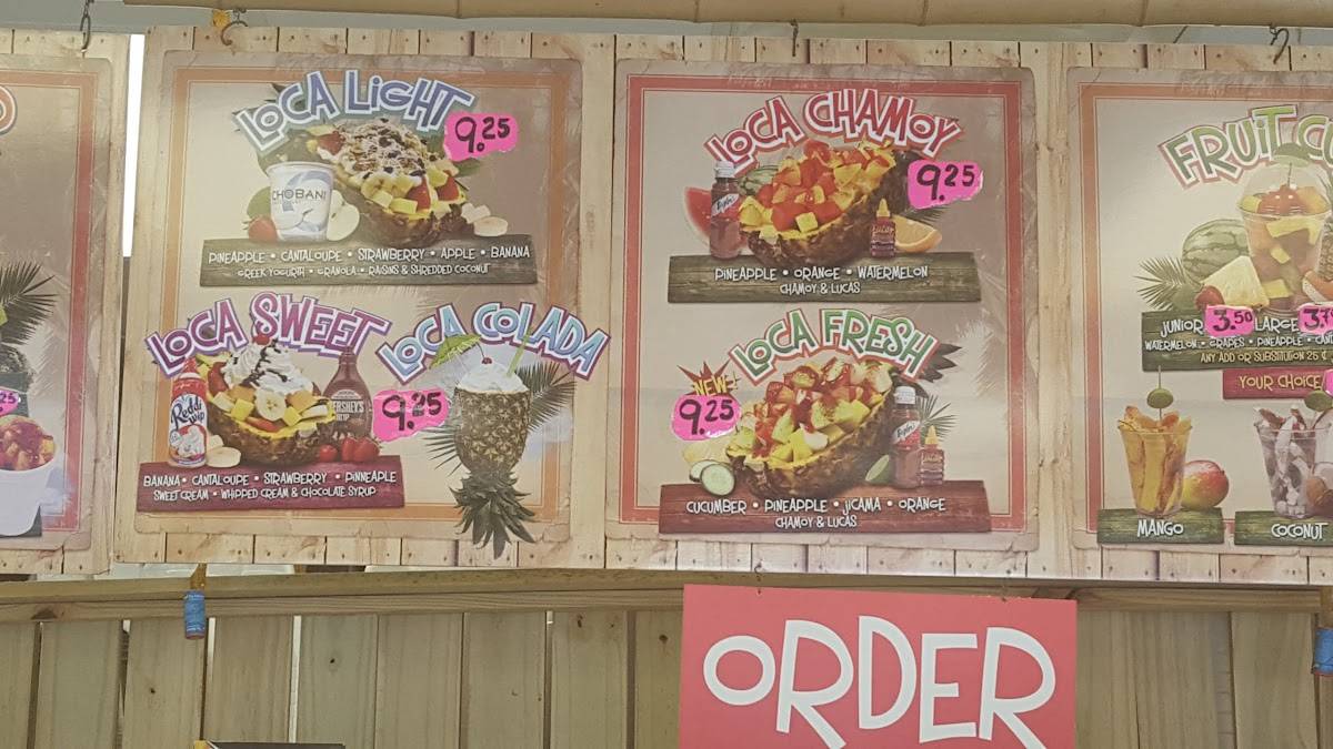 Menu at Piñas Locas restaurant, San Antonio