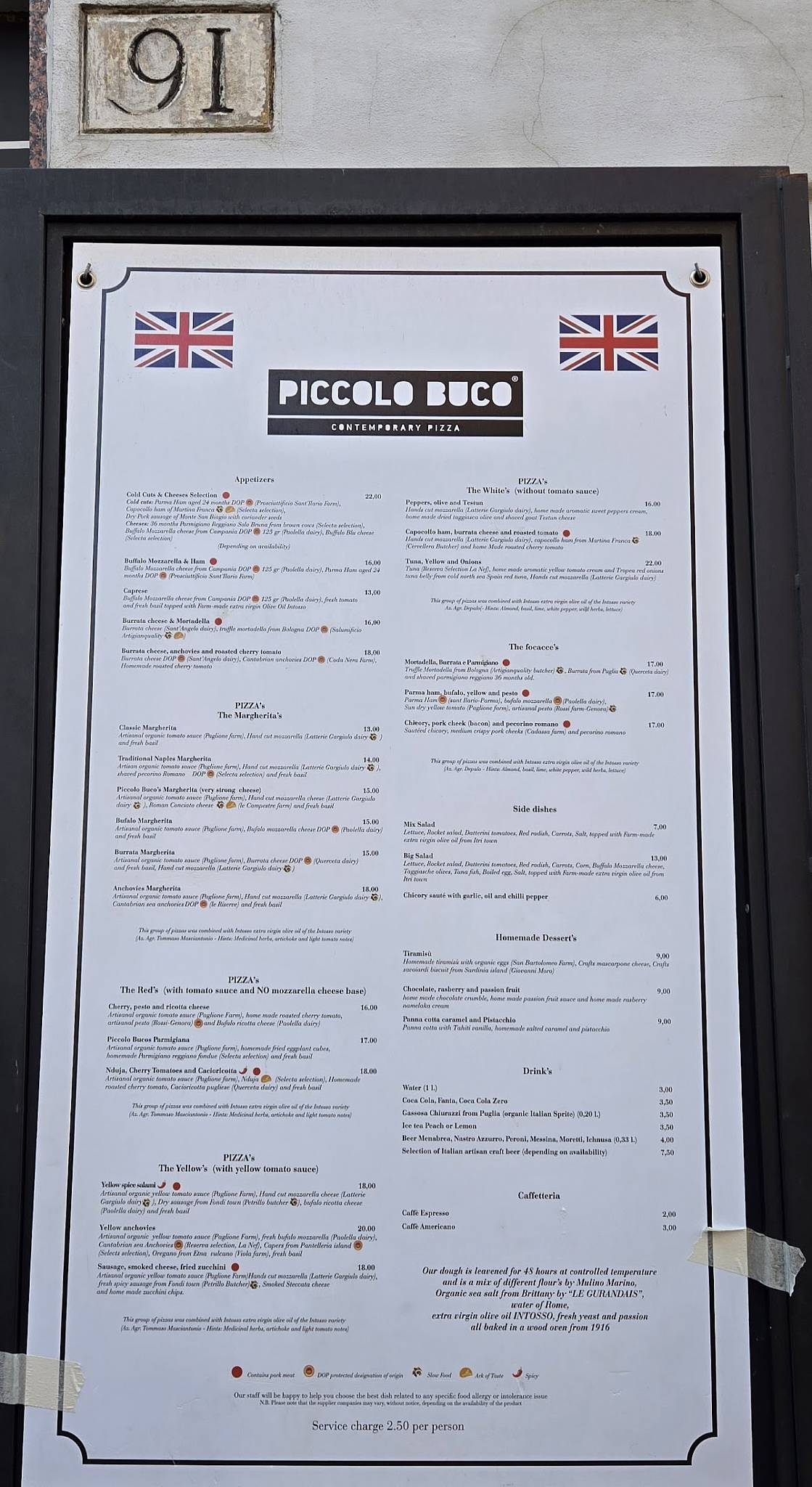 Menu di Piccolo Buco (NO PRENOTAZIONI-NO RESERVATIONS) 