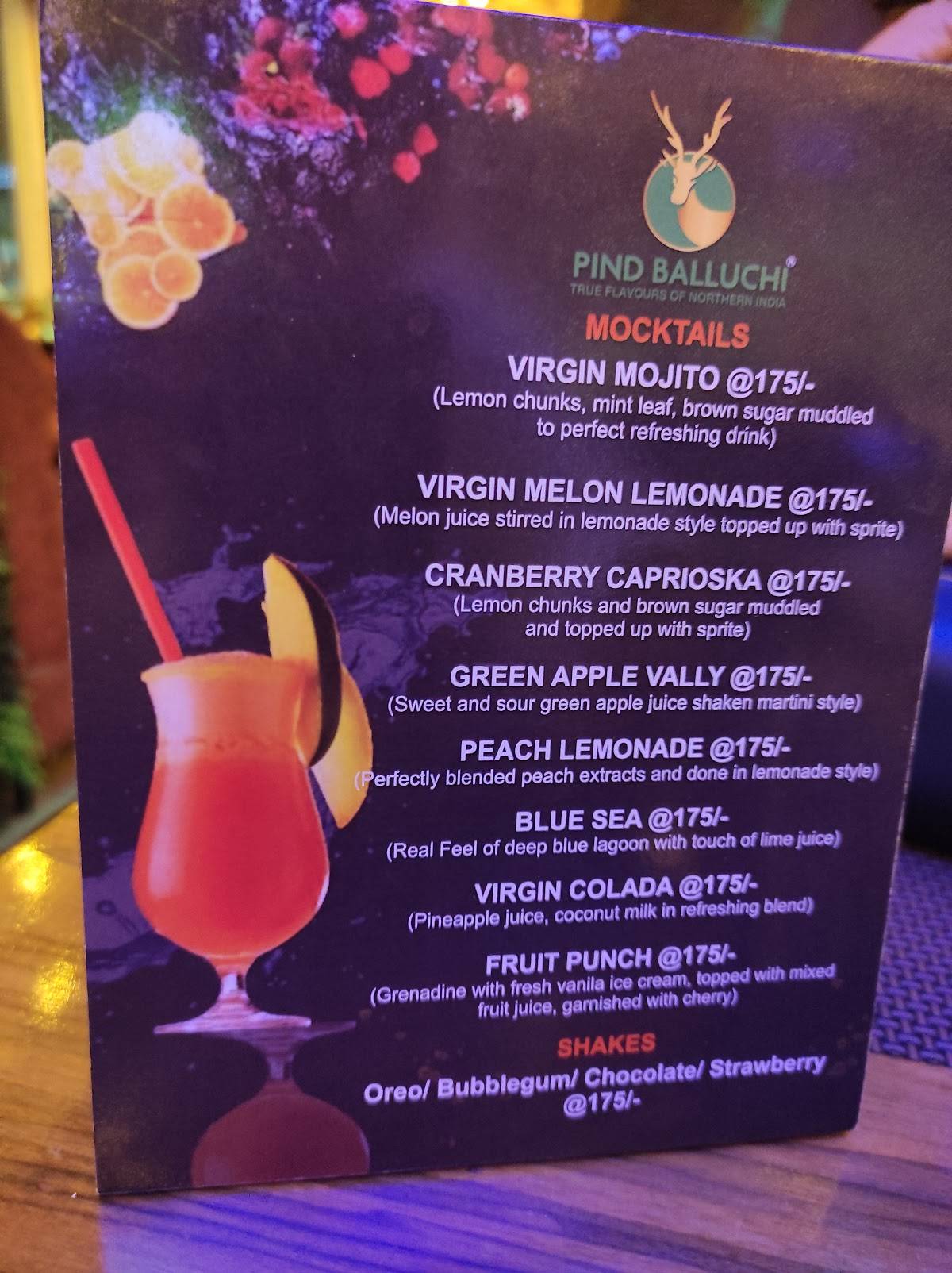 Pind Balluchi menu
