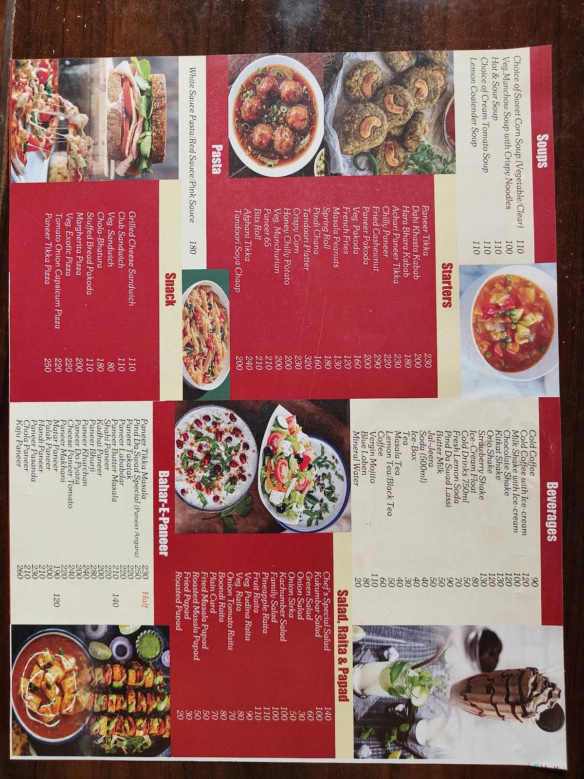 Pind da swad pure veg restaurant menu